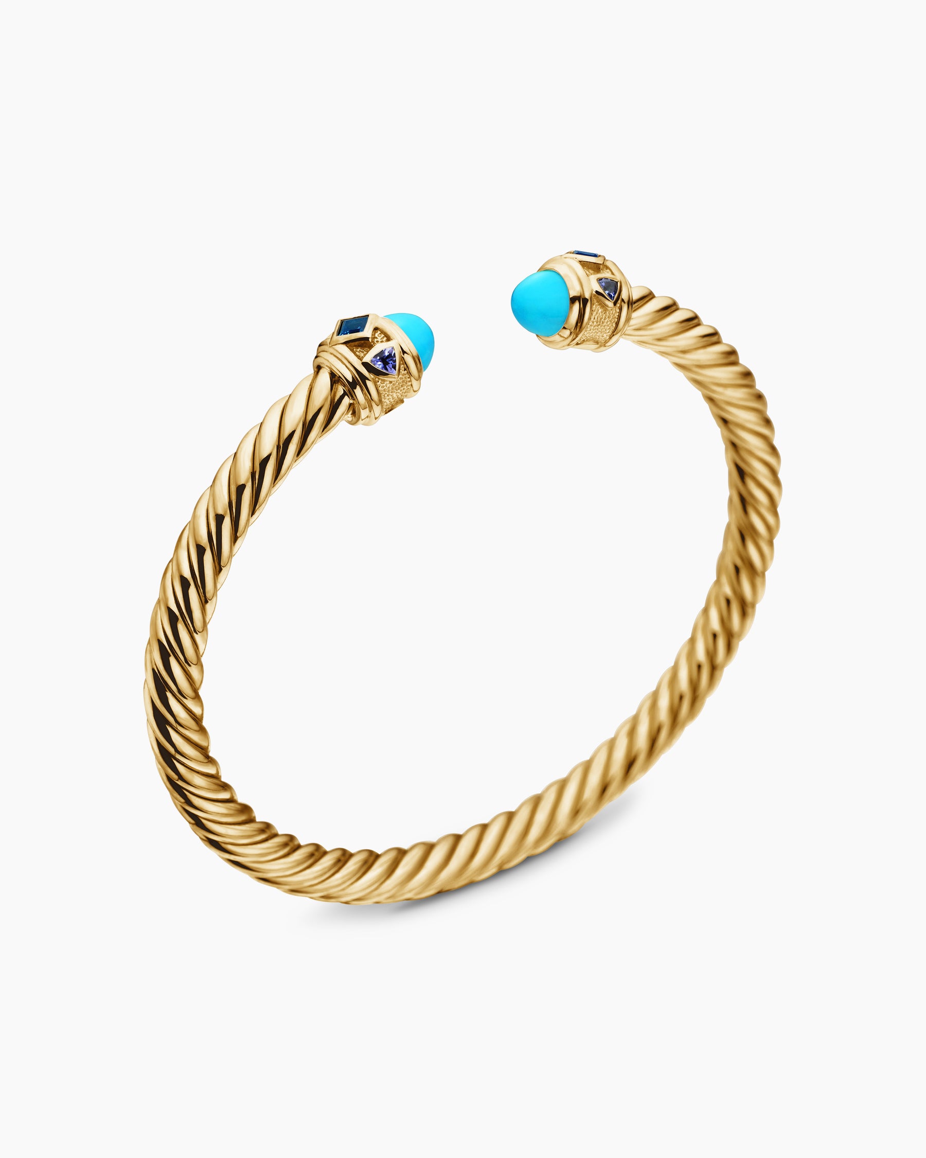 Renaissance Cablespira Bracelet in 18K Yellow Gold with Turquoise, Hampton Blue Topaz and Iolite, 5mm - Image 3