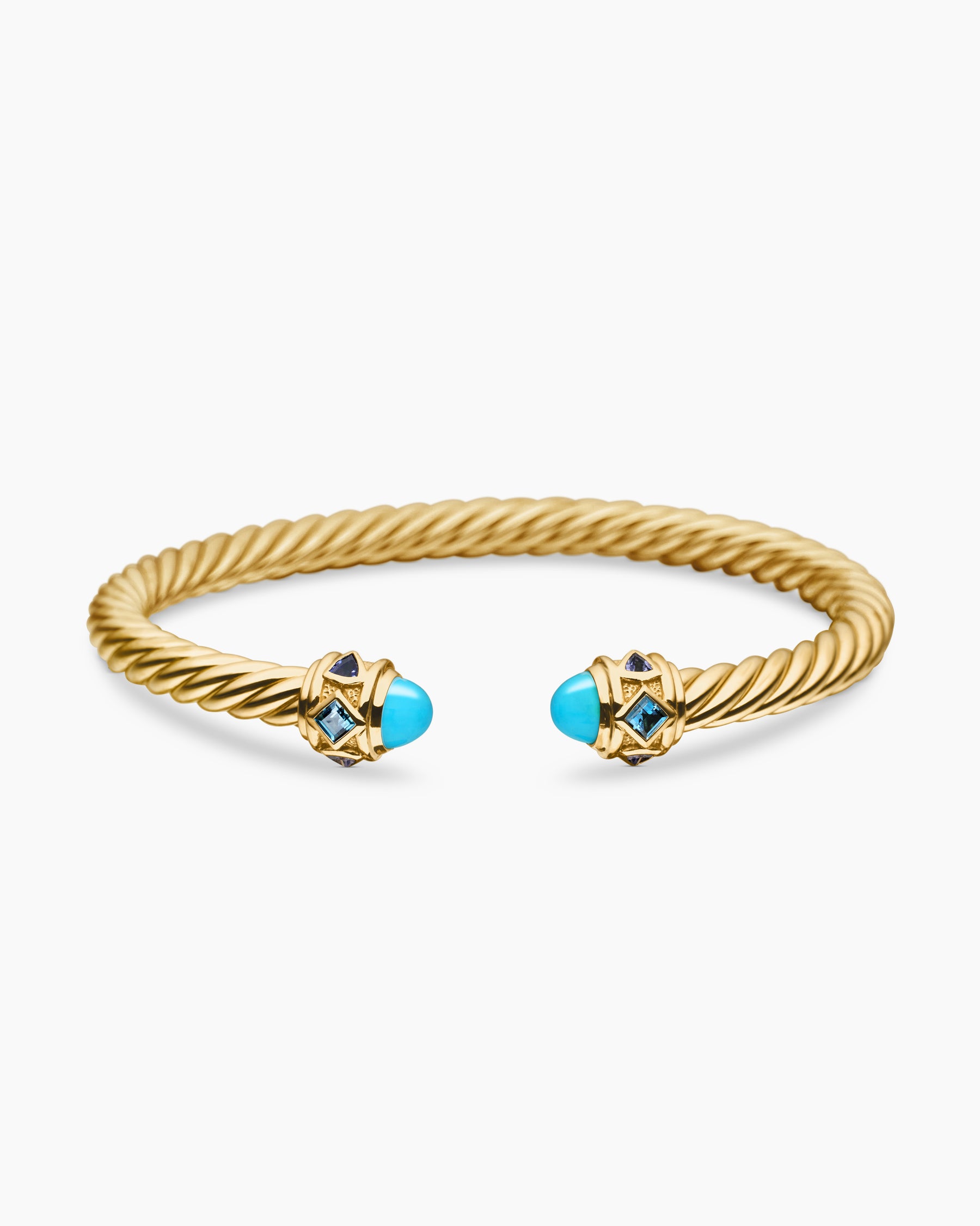 Renaissance Cablespira Bracelet in 18K Yellow Gold with Turquoise, Hampton Blue Topaz and Iolite, 5mm - Image 4