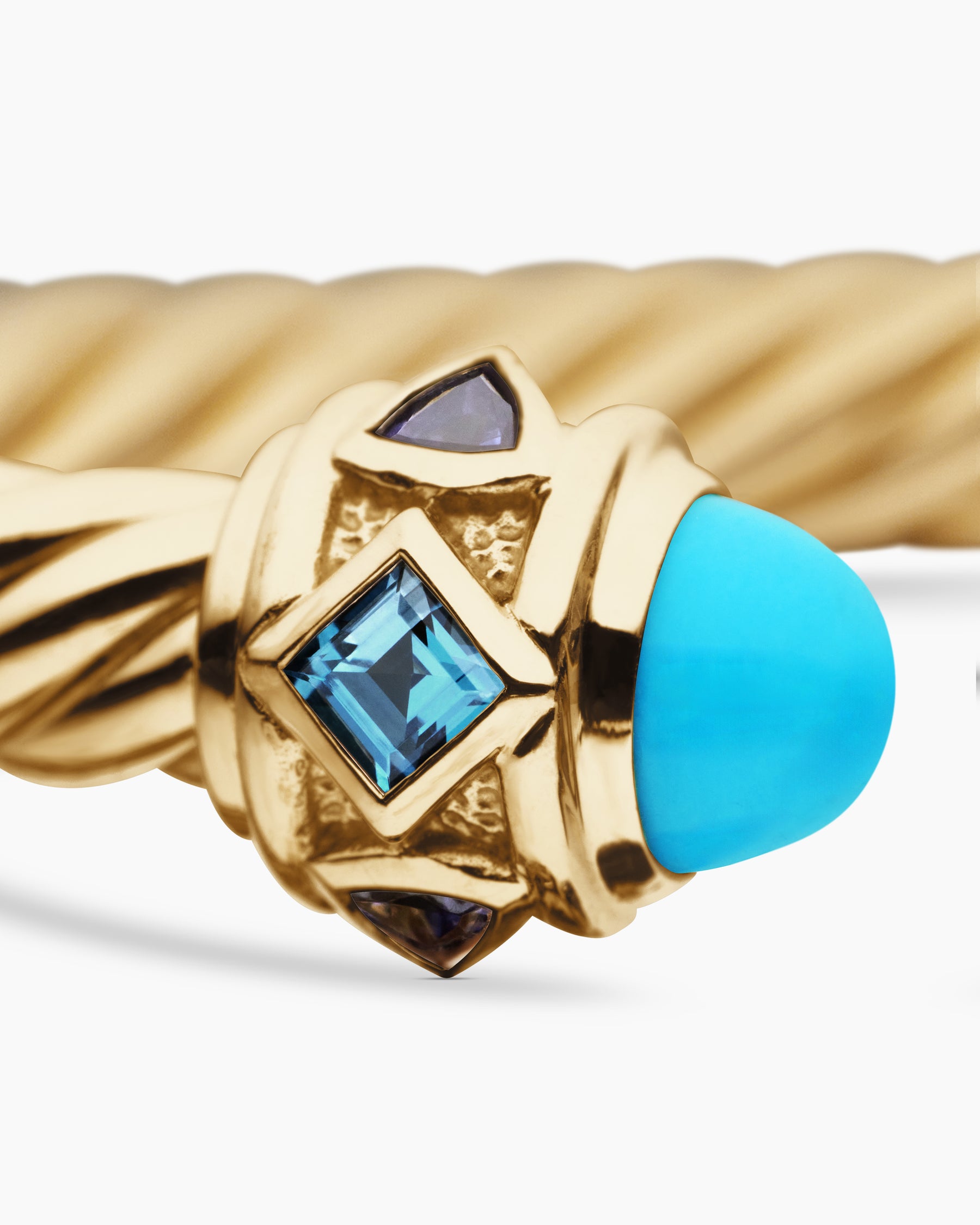 Renaissance Cablespira Bracelet in 18K Yellow Gold with Turquoise, Hampton Blue Topaz and Iolite, 5mm - Image 6