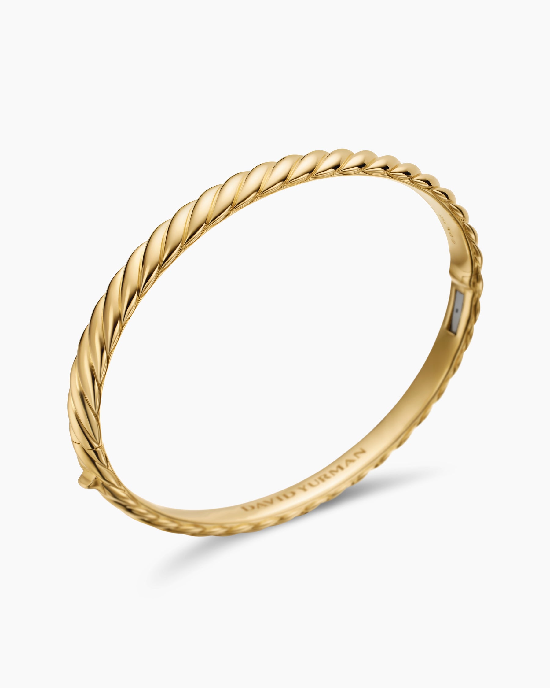 Sculpted Cable Bangle Bracelet in 18K Yellow Gold, 6.2mm - Image 3