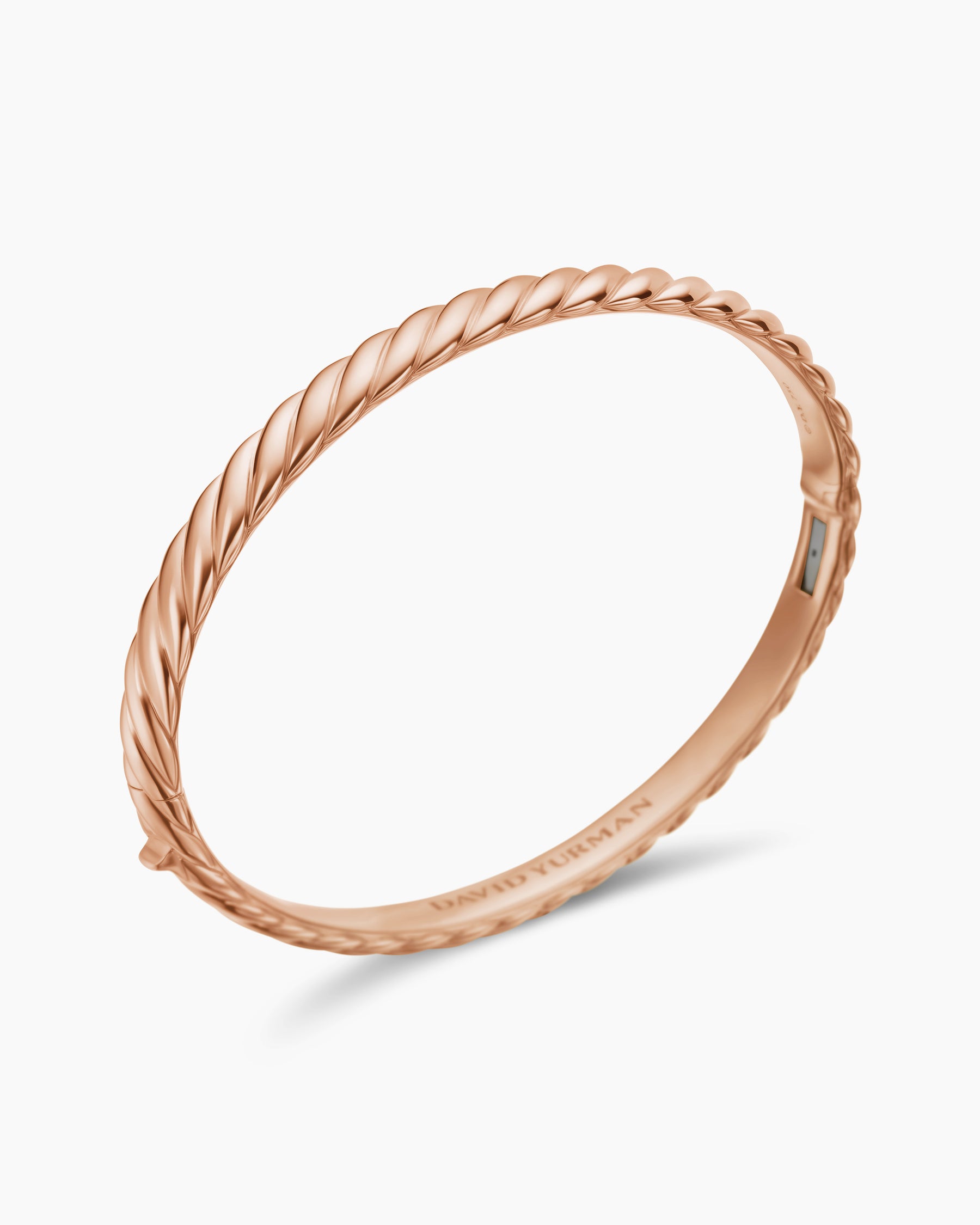 Sculpted Cable Bangle Bracelet in 18K Rose Gold, 6.2mm - Image 3