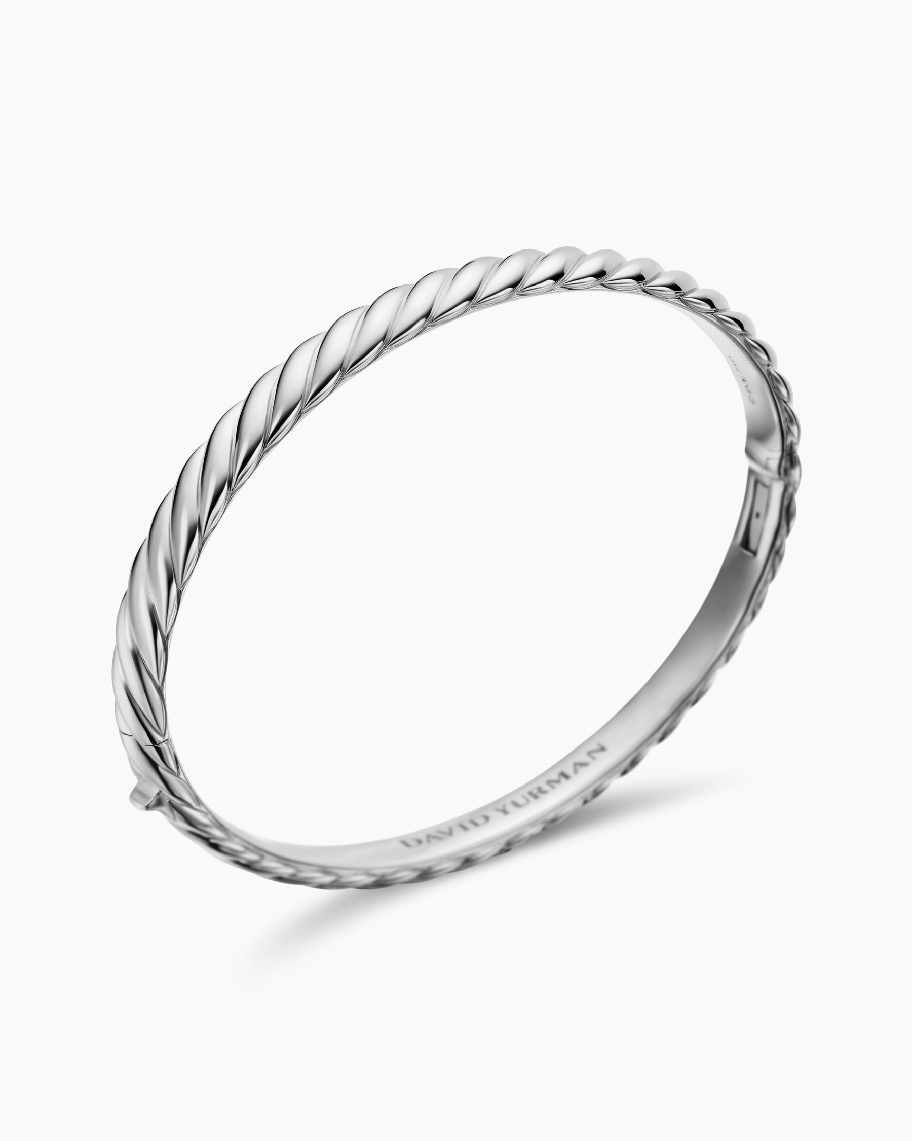 Sculpted Cable Bangle Bracelet in 18K White Gold, 6.2mm - Image 3