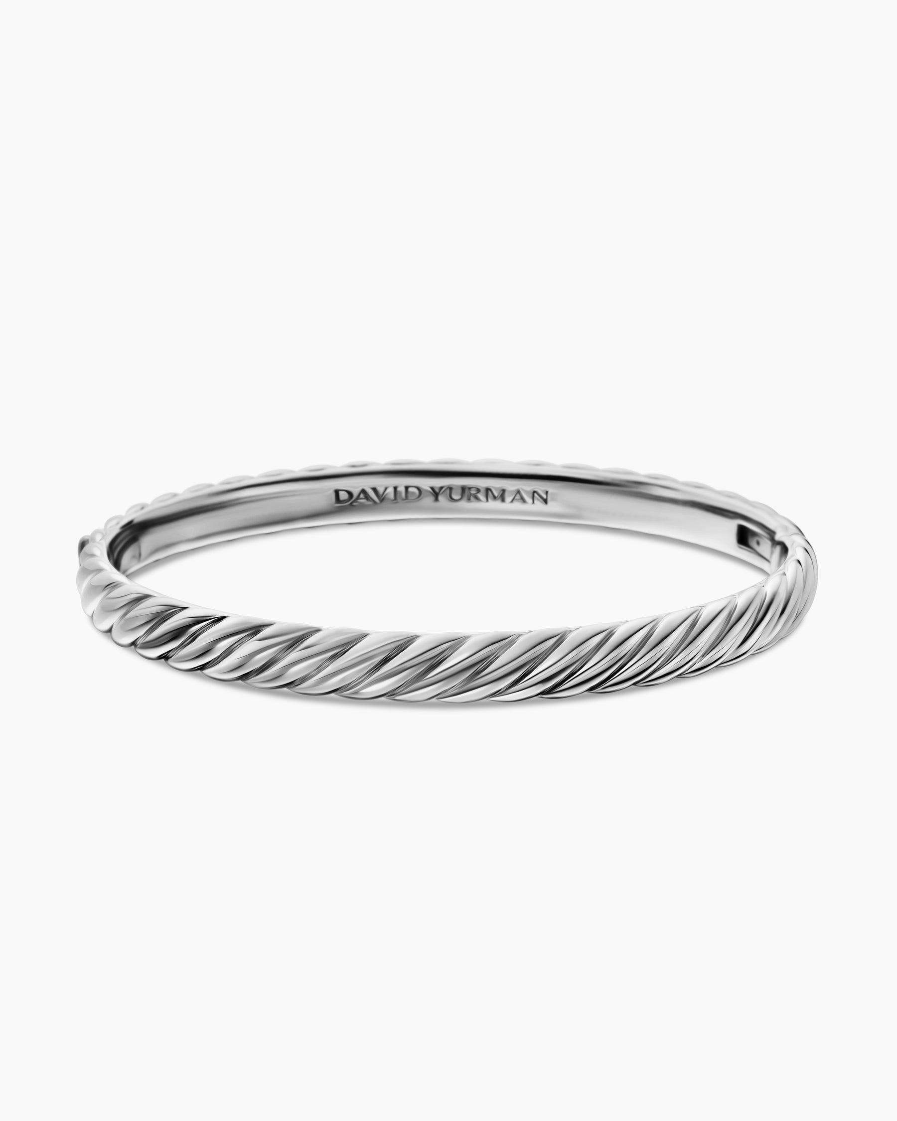 Sculpted Cable Bangle Bracelet in 18K White Gold, 6.2mm - Image 4