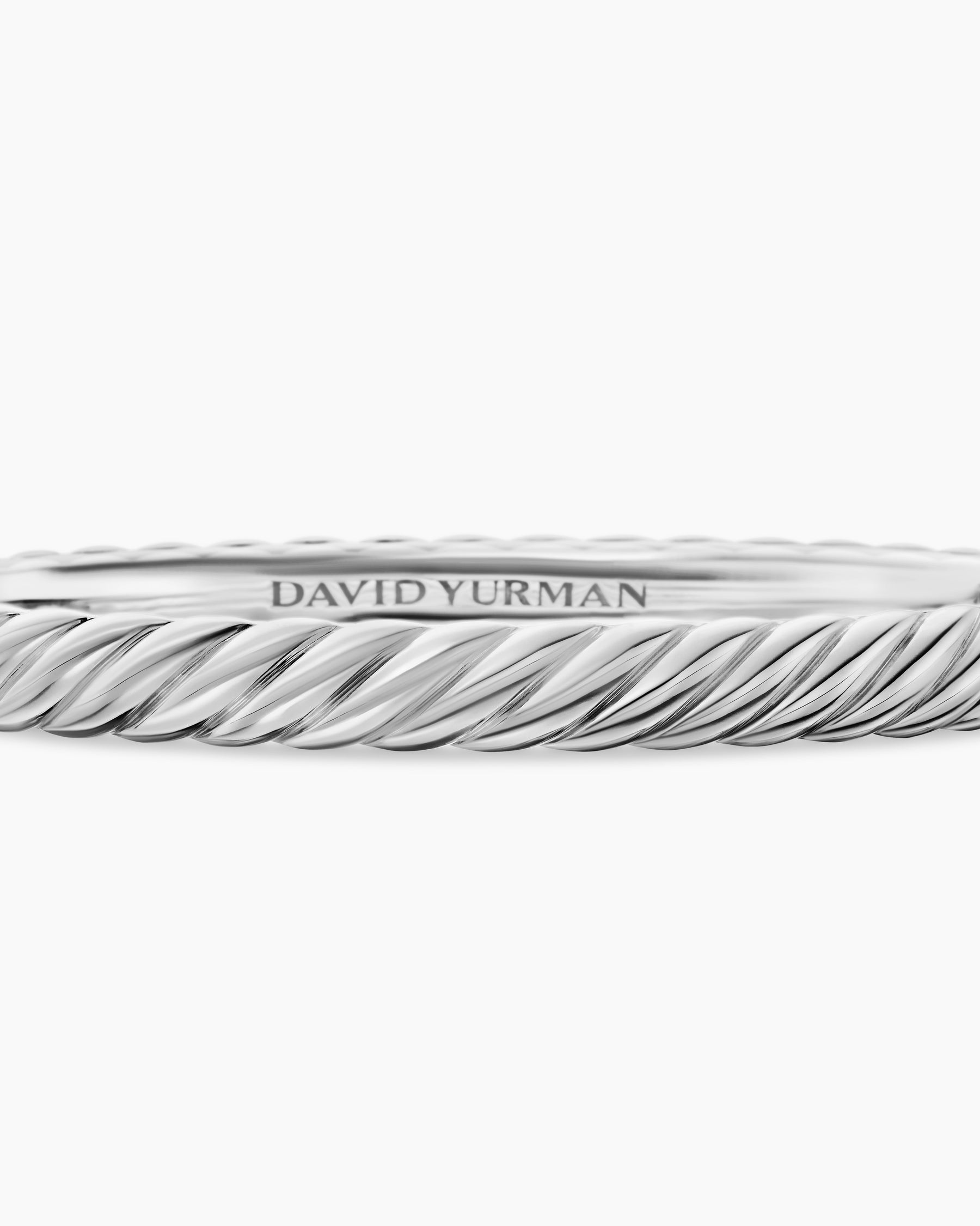 Sculpted Cable Bangle Bracelet in 18K White Gold, 6.2mm - Image 6