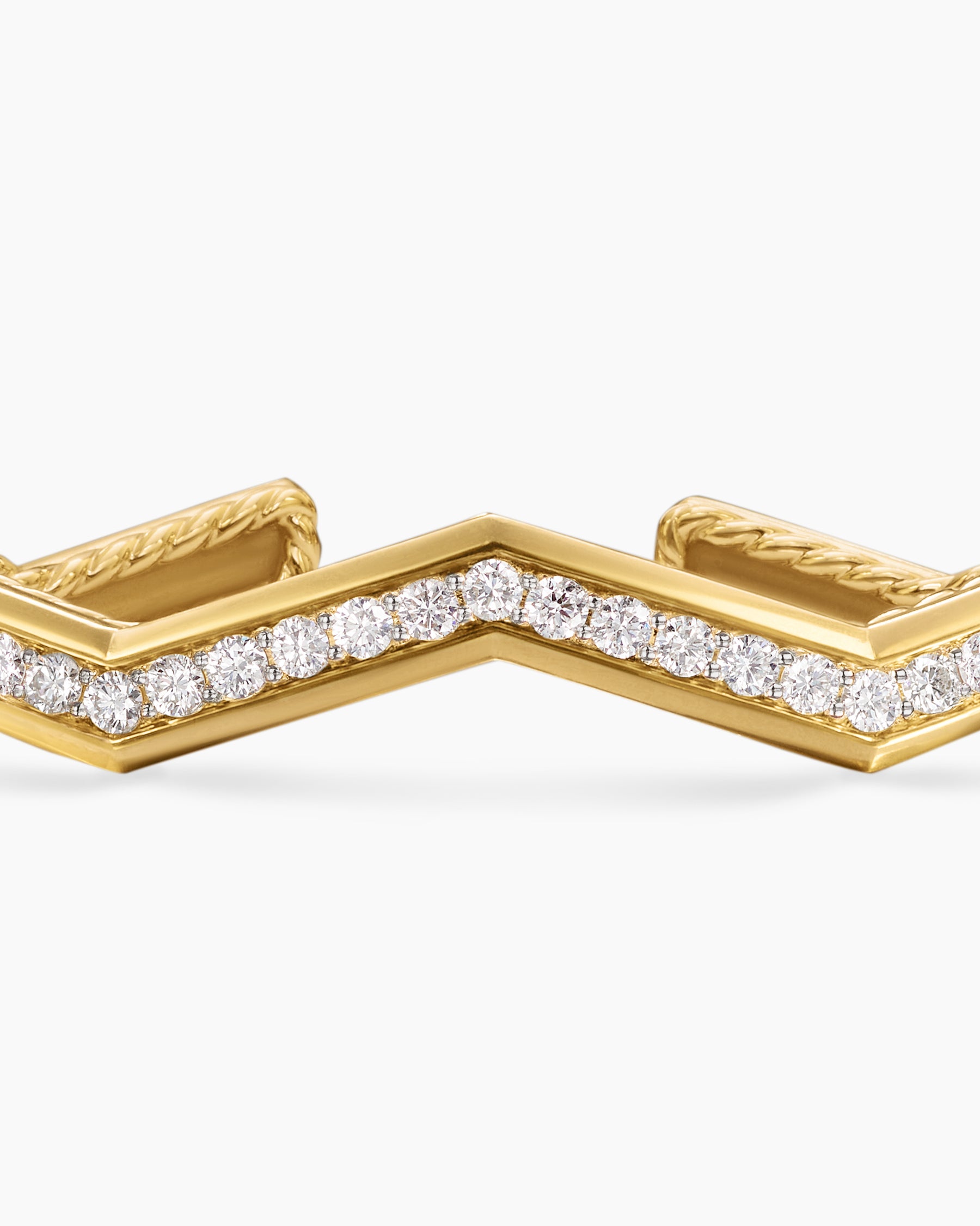 Zig Zag Stax Cuff Bracelet in 18K Yellow Gold with Diamonds, 5mm - Image 6