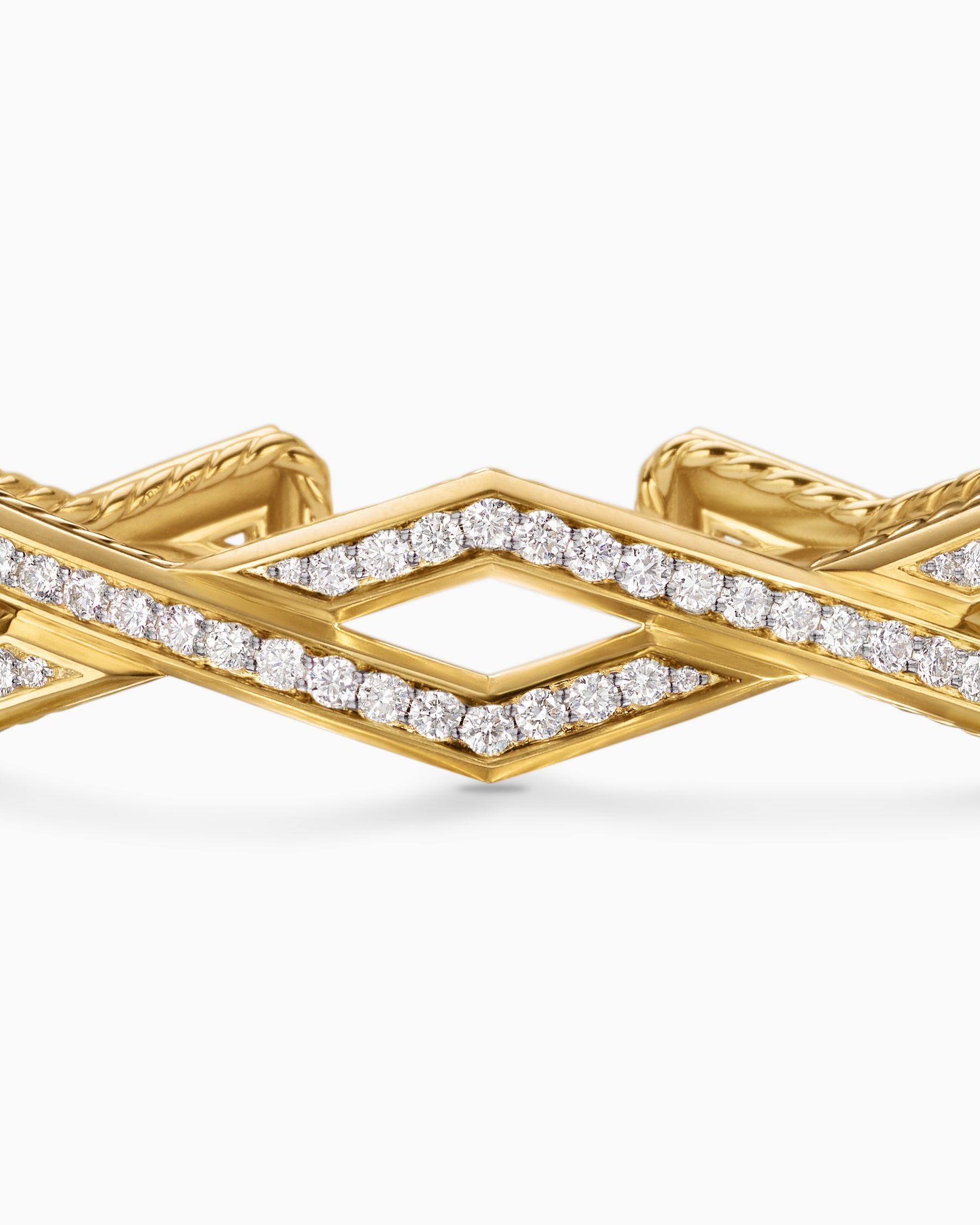 Zig Zag Stax Cuff Bracelet in 18K Yellow Gold with Diamonds, 13mm - Image 6