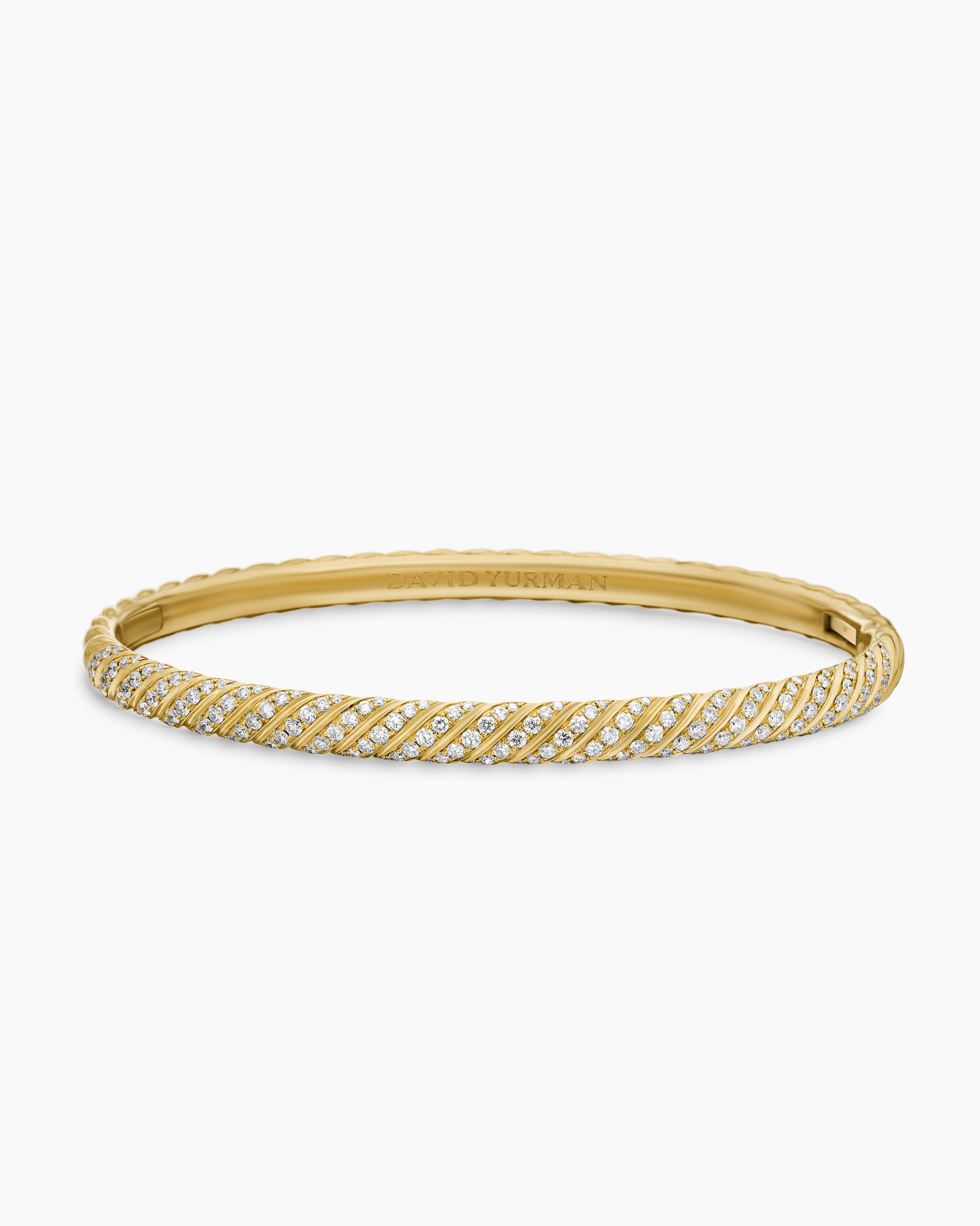 Sculpted Cable Bangle Bracelet in 18K Yellow Gold with Diamonds, 4.6mm - Image 4