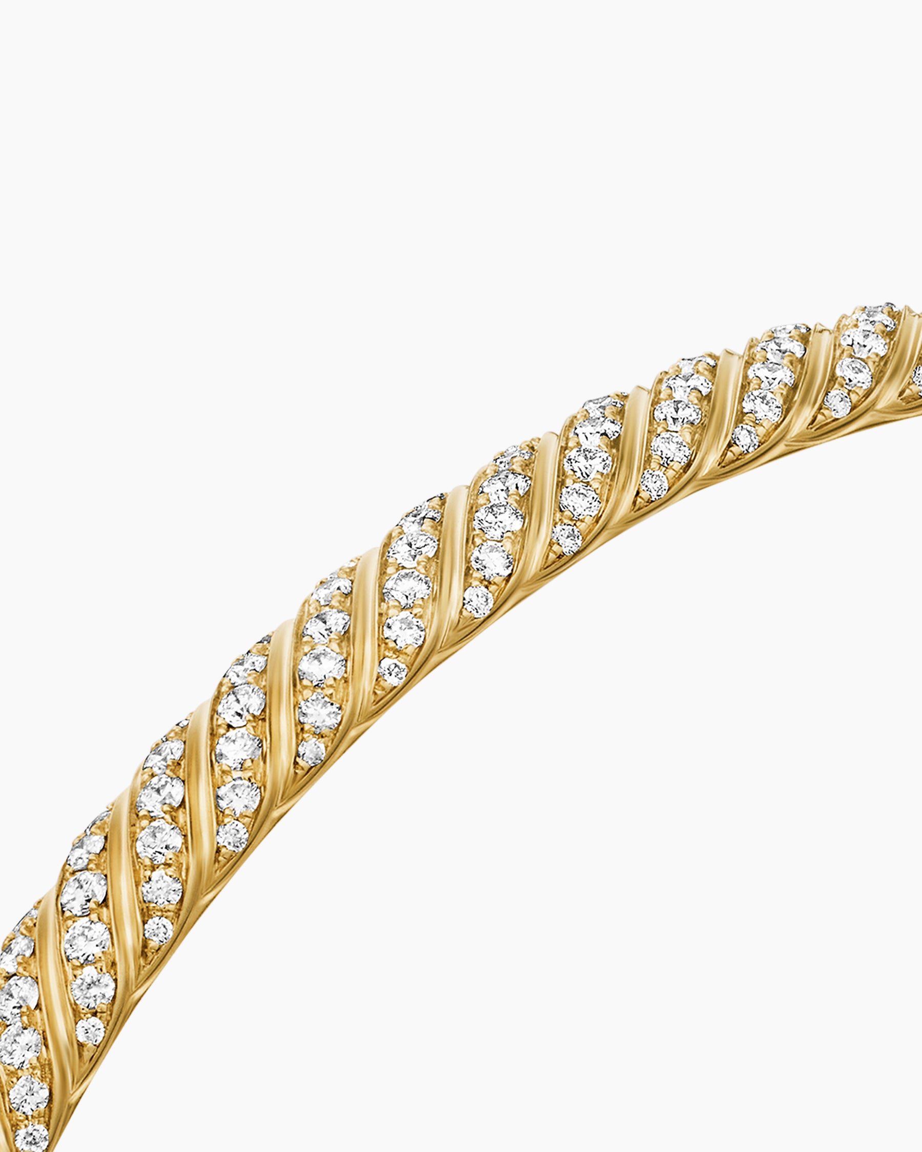 Sculpted Cable Bangle Bracelet in 18K Yellow Gold with Diamonds, 4.6mm - Image 5