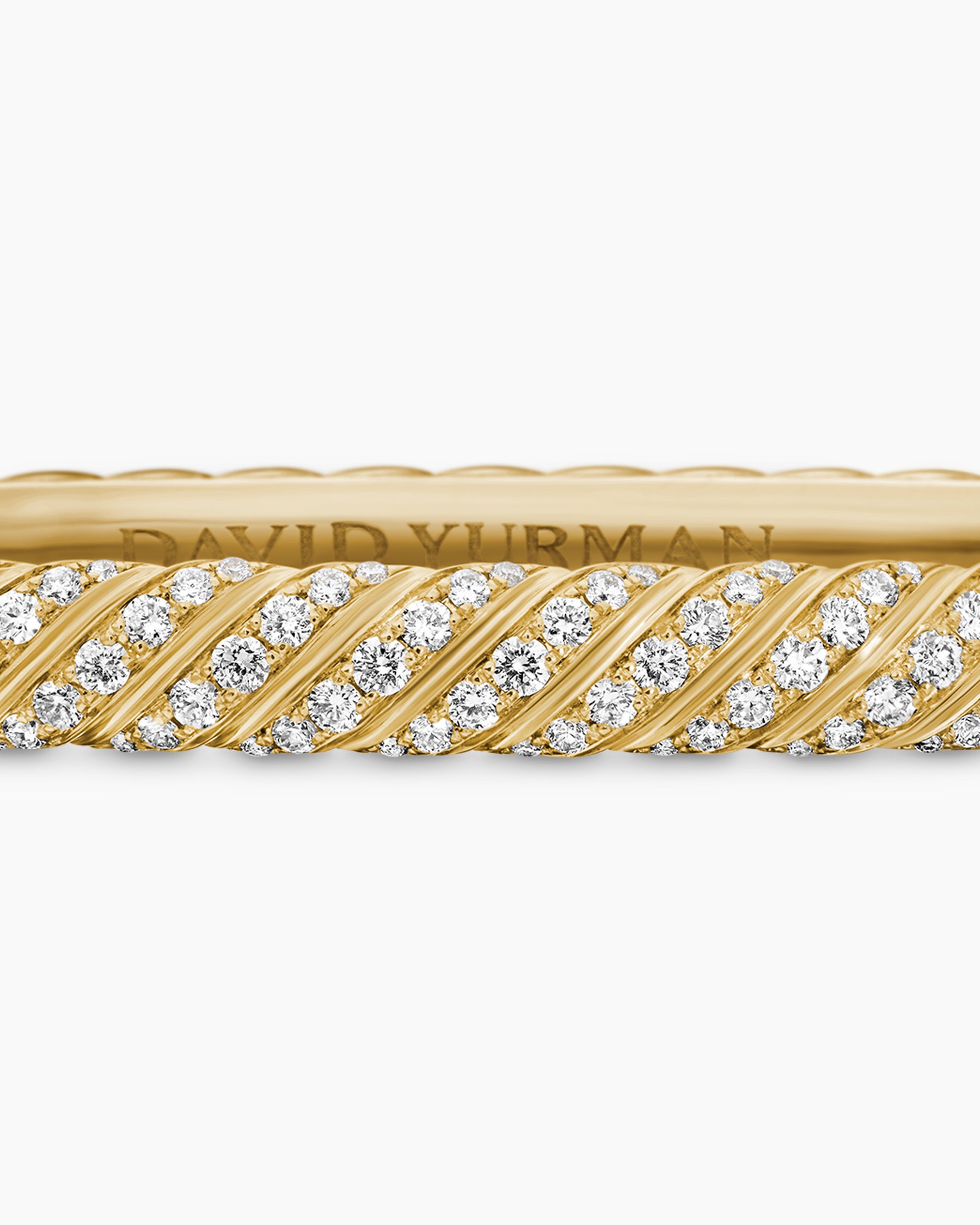 Sculpted Cable Bangle Bracelet in 18K Yellow Gold with Diamonds, 4.6mm - Image 6