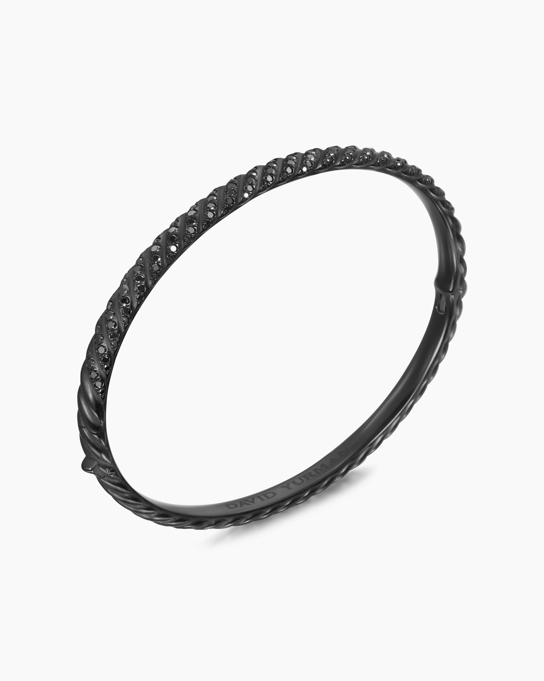 Sculpted Cable Bangle Bracelet in Black Titanium with Black Diamonds, 4.6mm - Image 3