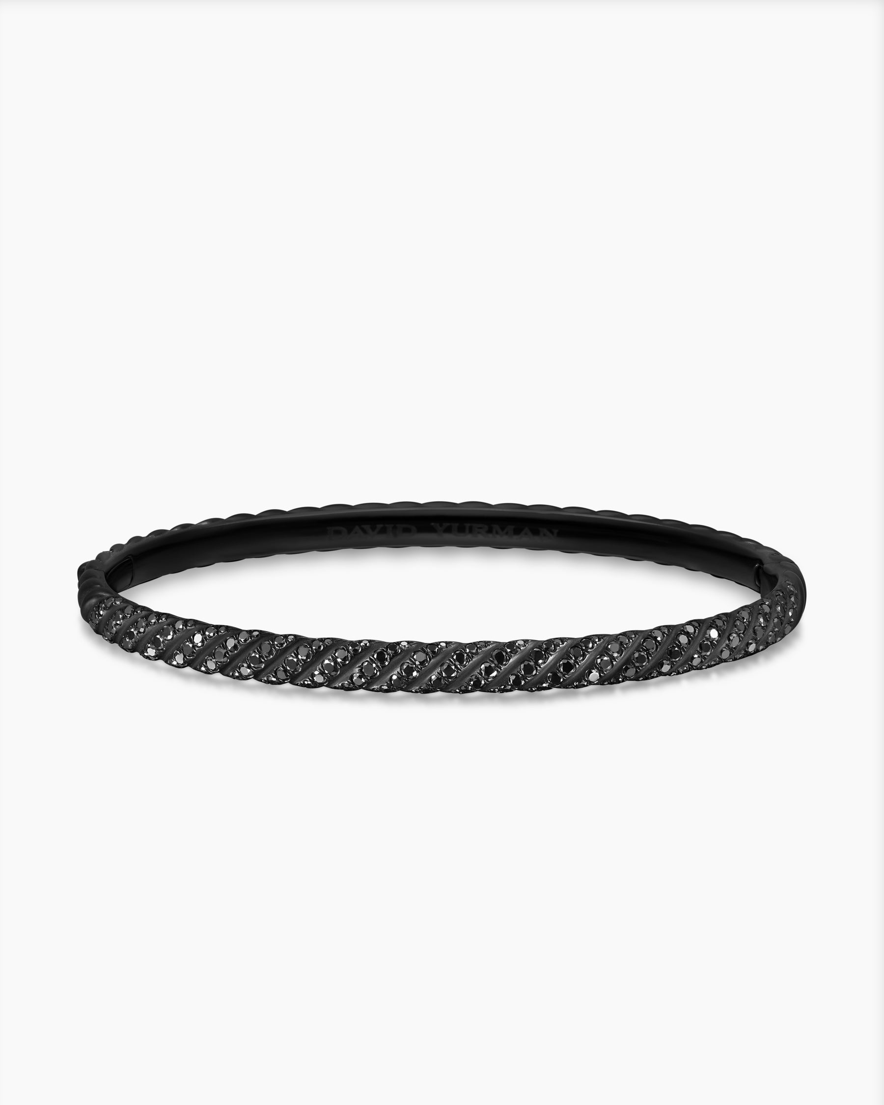 Sculpted Cable Bangle Bracelet in Black Titanium with Black Diamonds, 4.6mm - Image 4