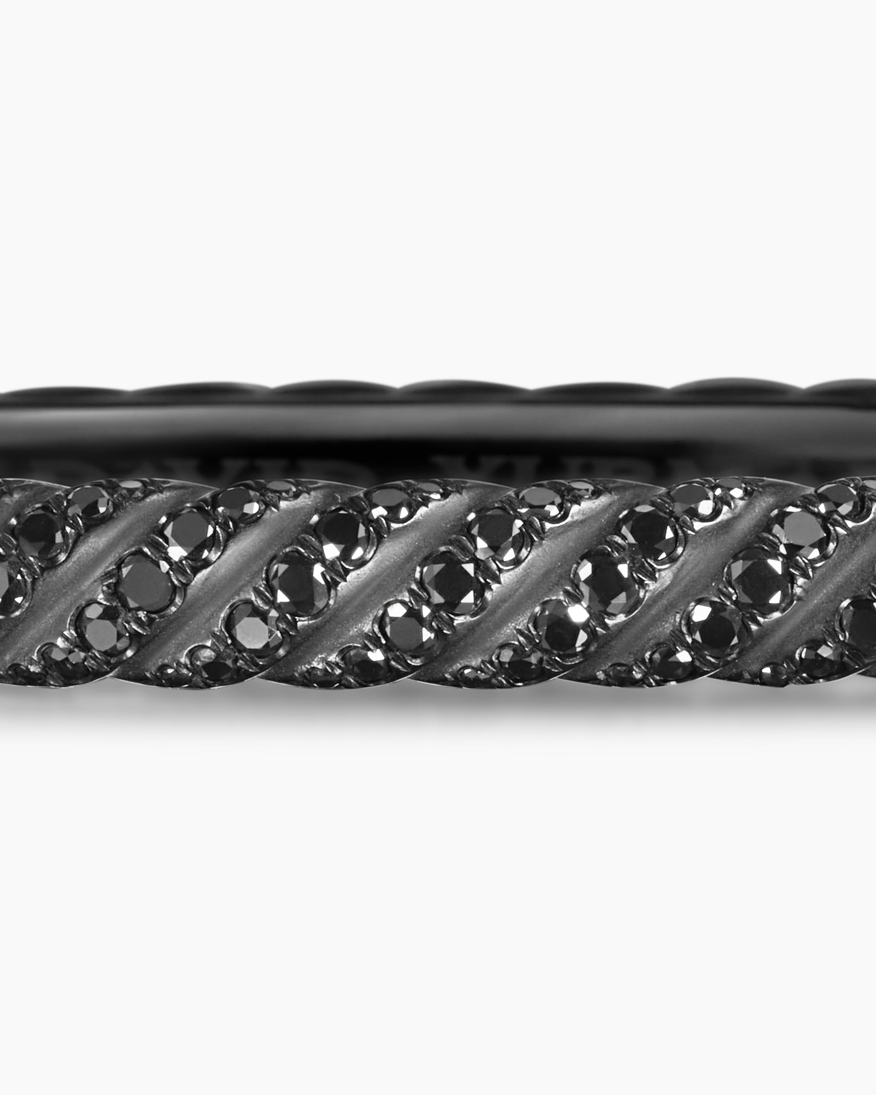 Sculpted Cable Bangle Bracelet in Black Titanium with Black Diamonds, 4.6mm - Image 6