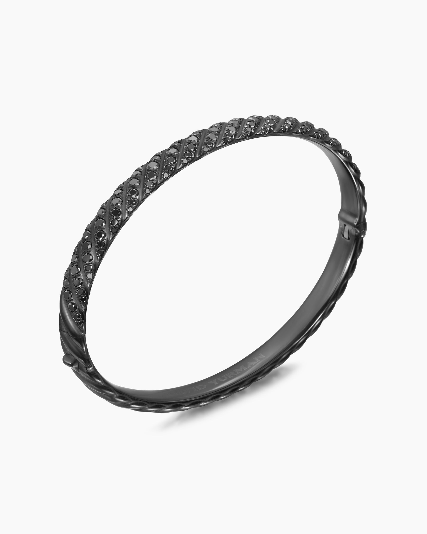 Sculpted Cable Bangle Bracelet in Black Titanium with Black Diamonds, 6.2mm - Image 3