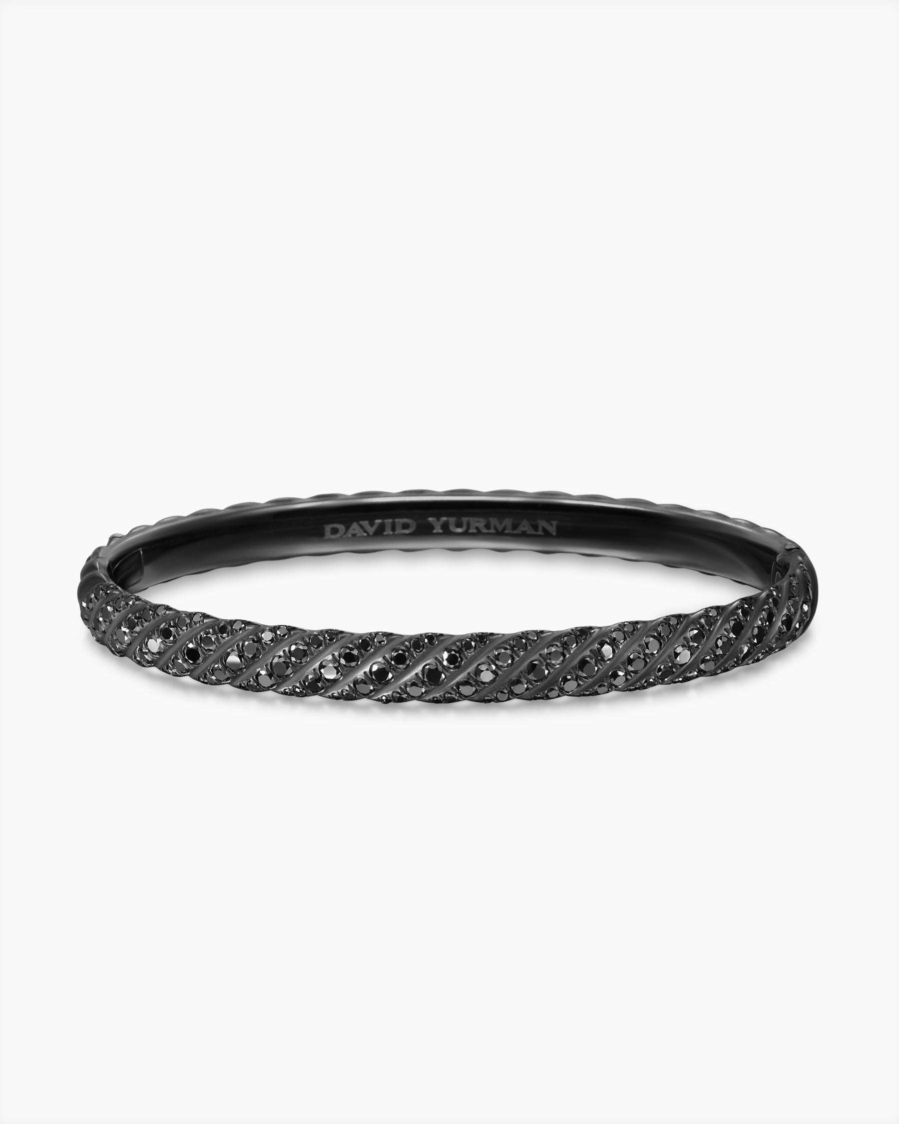 Sculpted Cable Bangle Bracelet in Black Titanium with Black Diamonds, 6.2mm - Image 4