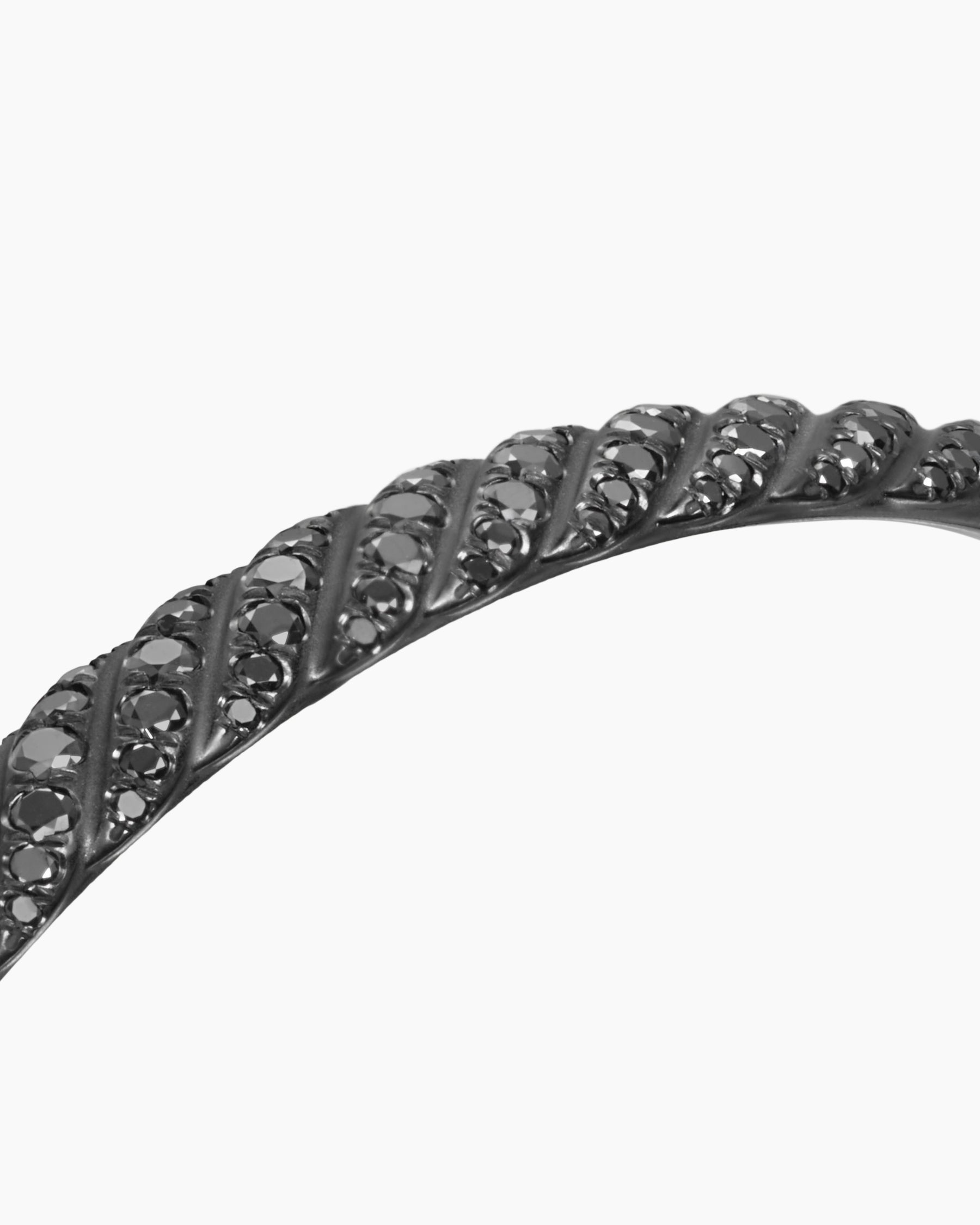Sculpted Cable Bangle Bracelet in Black Titanium with Black Diamonds, 6.2mm - Image 5