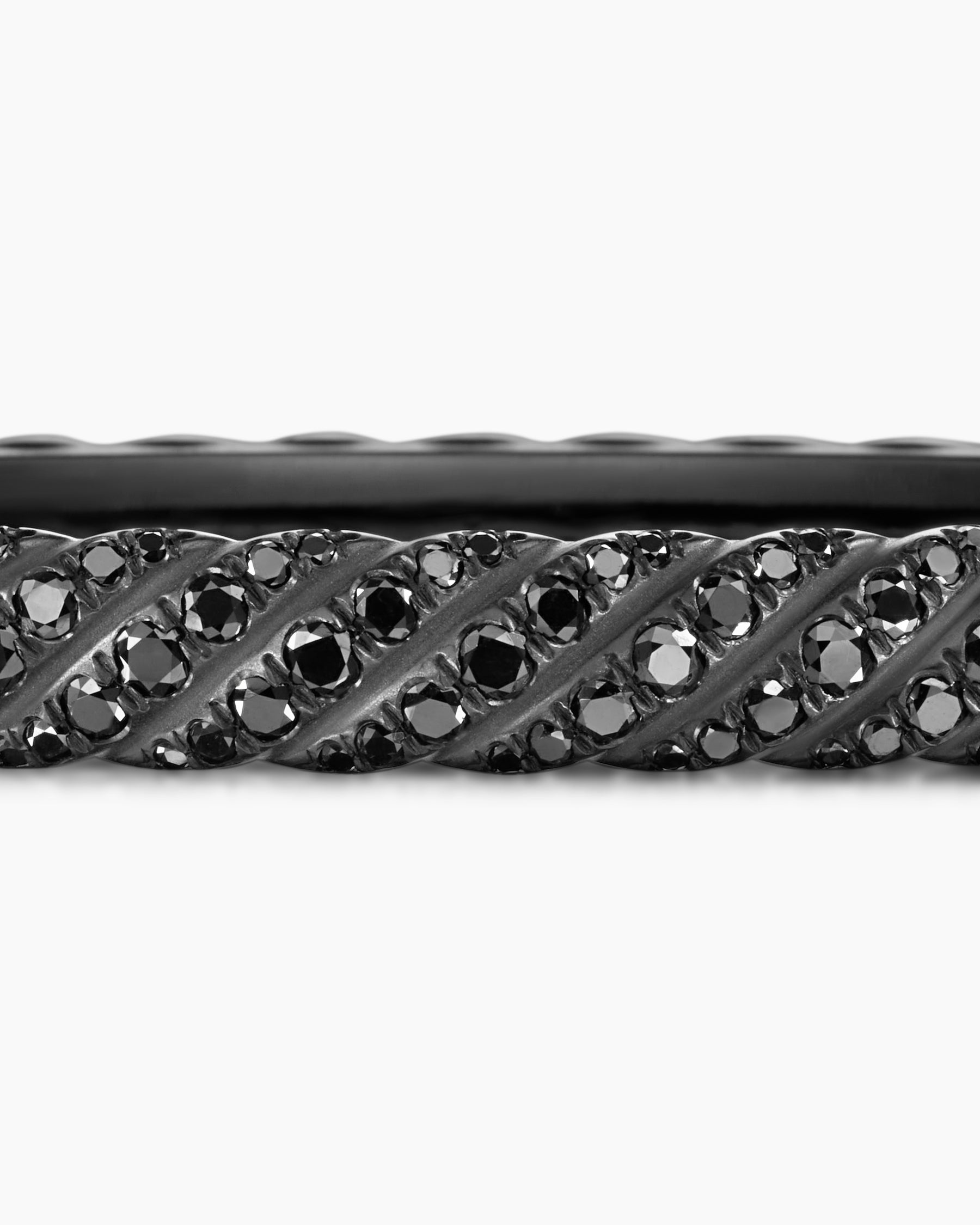 Sculpted Cable Bangle Bracelet in Black Titanium with Black Diamonds, 6.2mm - Image 6