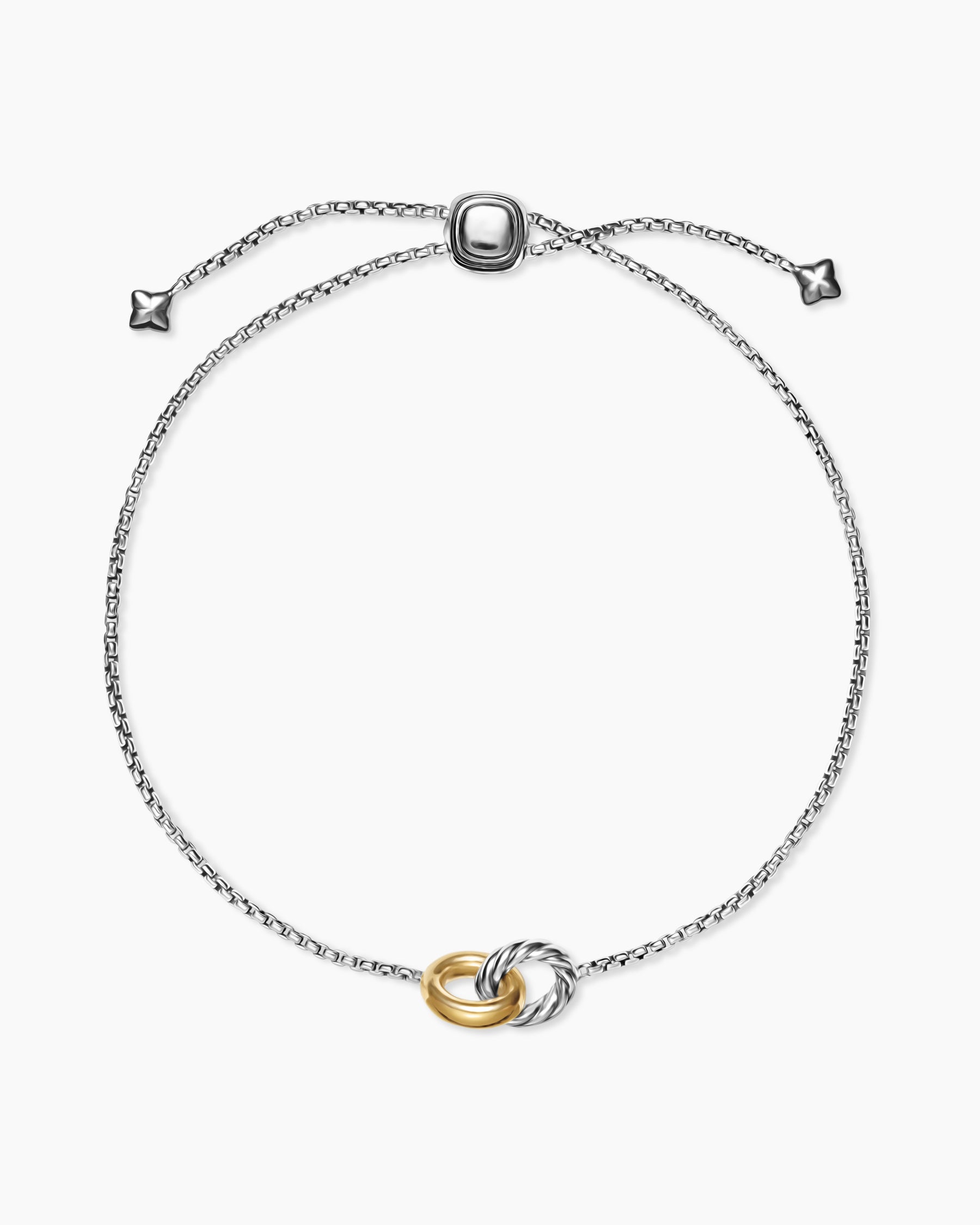 Petite Cable Linked Bracelet in Sterling Silver with 14K Yellow Gold, 15mm - Image 3