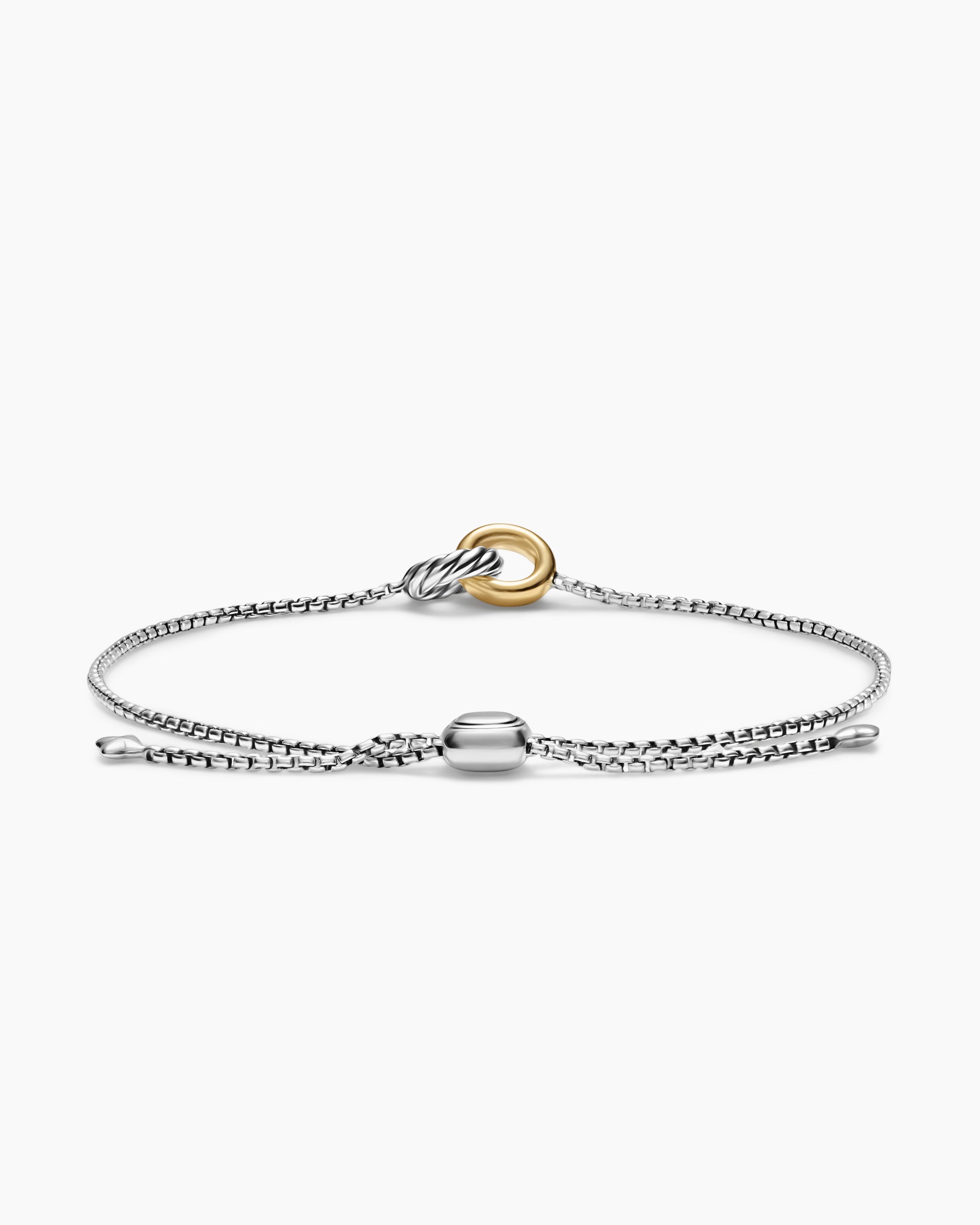 Petite Cable Linked Bracelet in Sterling Silver with 14K Yellow Gold, 15mm - Image 4