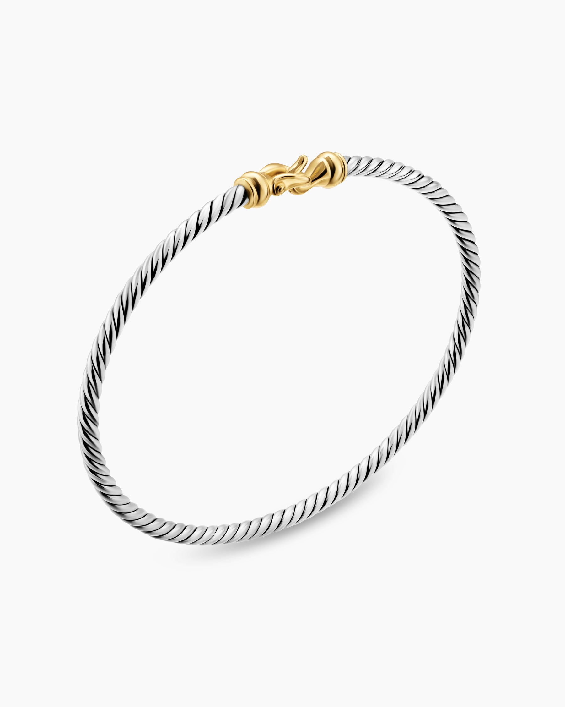 Alternative view of Micro Cable Flex Buckle Bracelet in Sterling Silver with 14K Yellow Gold, 2.6mm