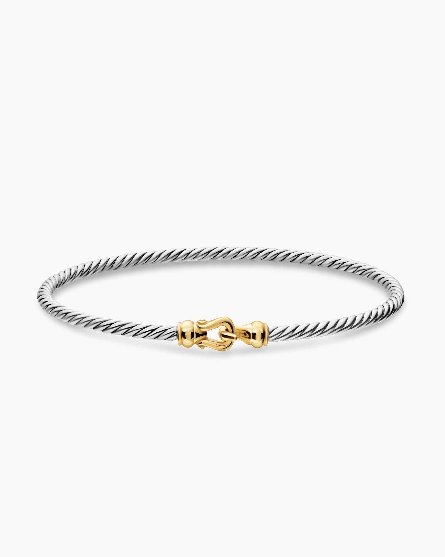 Micro Cable Flex Buckle Bracelet in Sterling Silver with 14K Yellow Gold, 2.6mm - Image 3