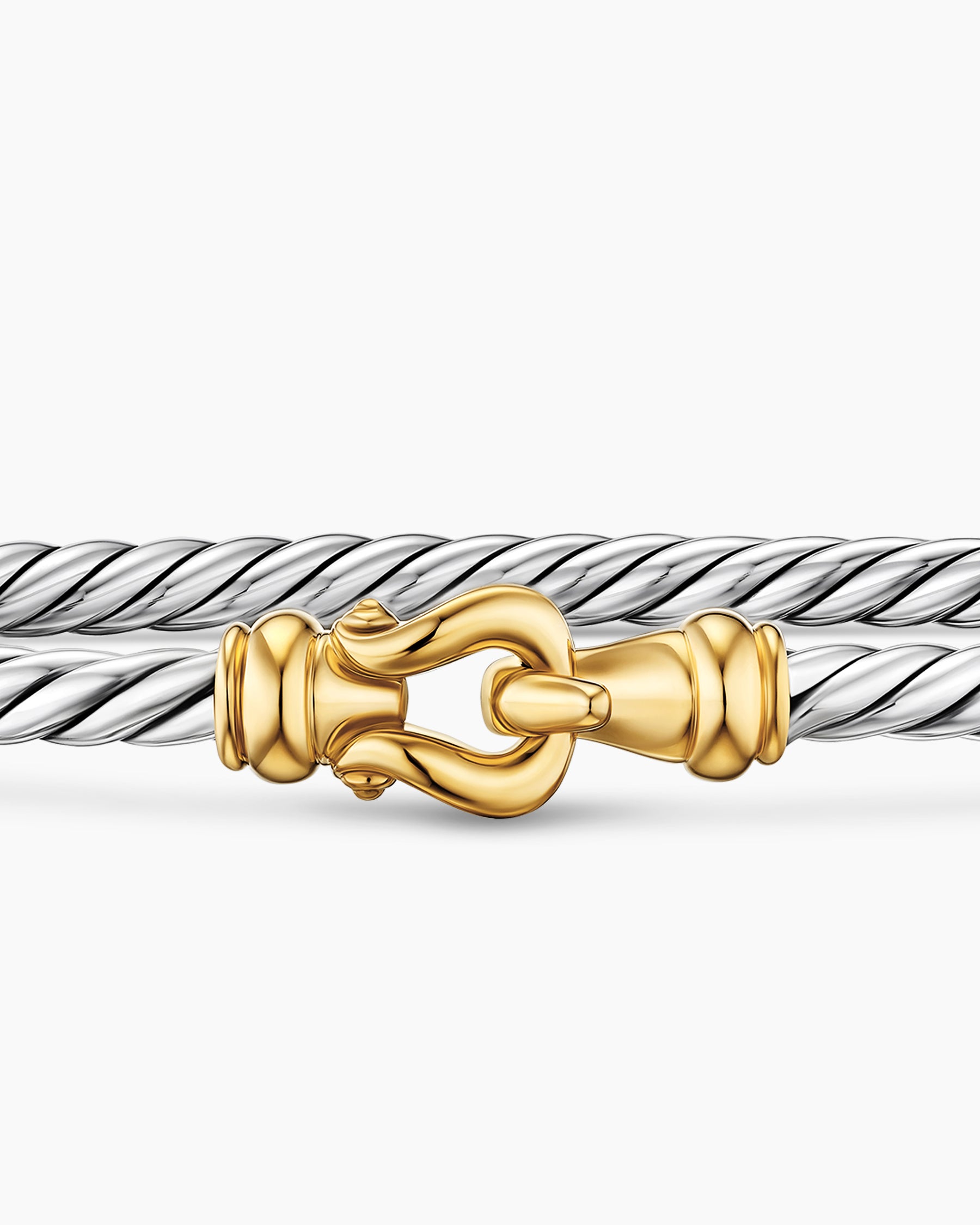 Micro Cable Flex Buckle Bracelet in Sterling Silver with 14K Yellow Gold, 2.6mm - Image 5