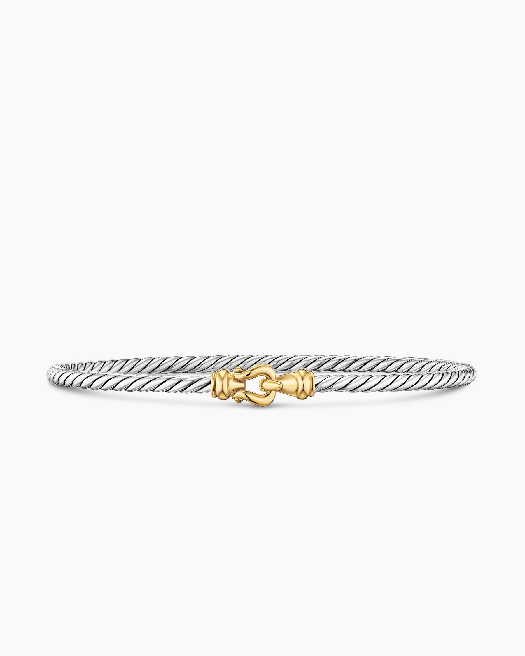 Micro Cable Flex Buckle Bracelet in Sterling Silver with 14K Yellow Gold, 2.6mm
