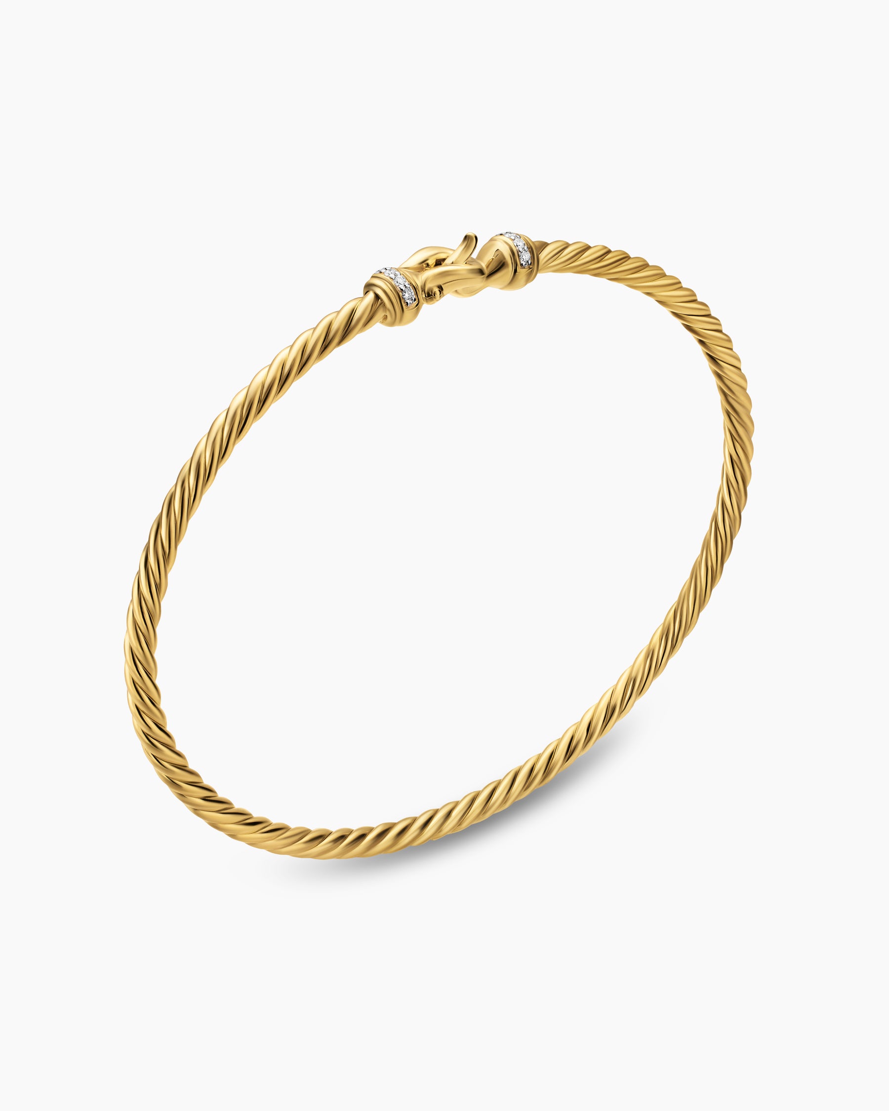 Micro Cablespira Flex Buckle Bracelet in 18K Yellow Gold with Diamonds, 2.6mm - Image 3