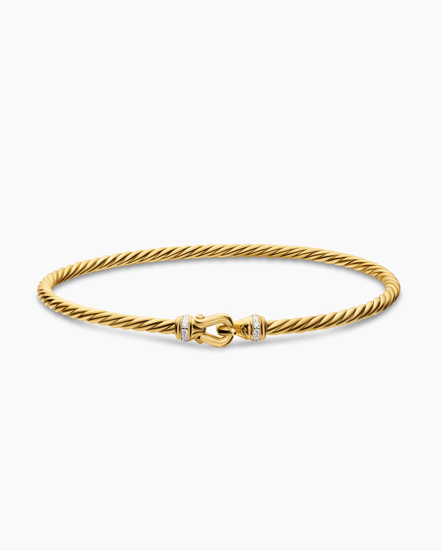 Micro Cablespira Flex Buckle Bracelet in 18K Yellow Gold with Diamonds, 2.6mm - Image 4