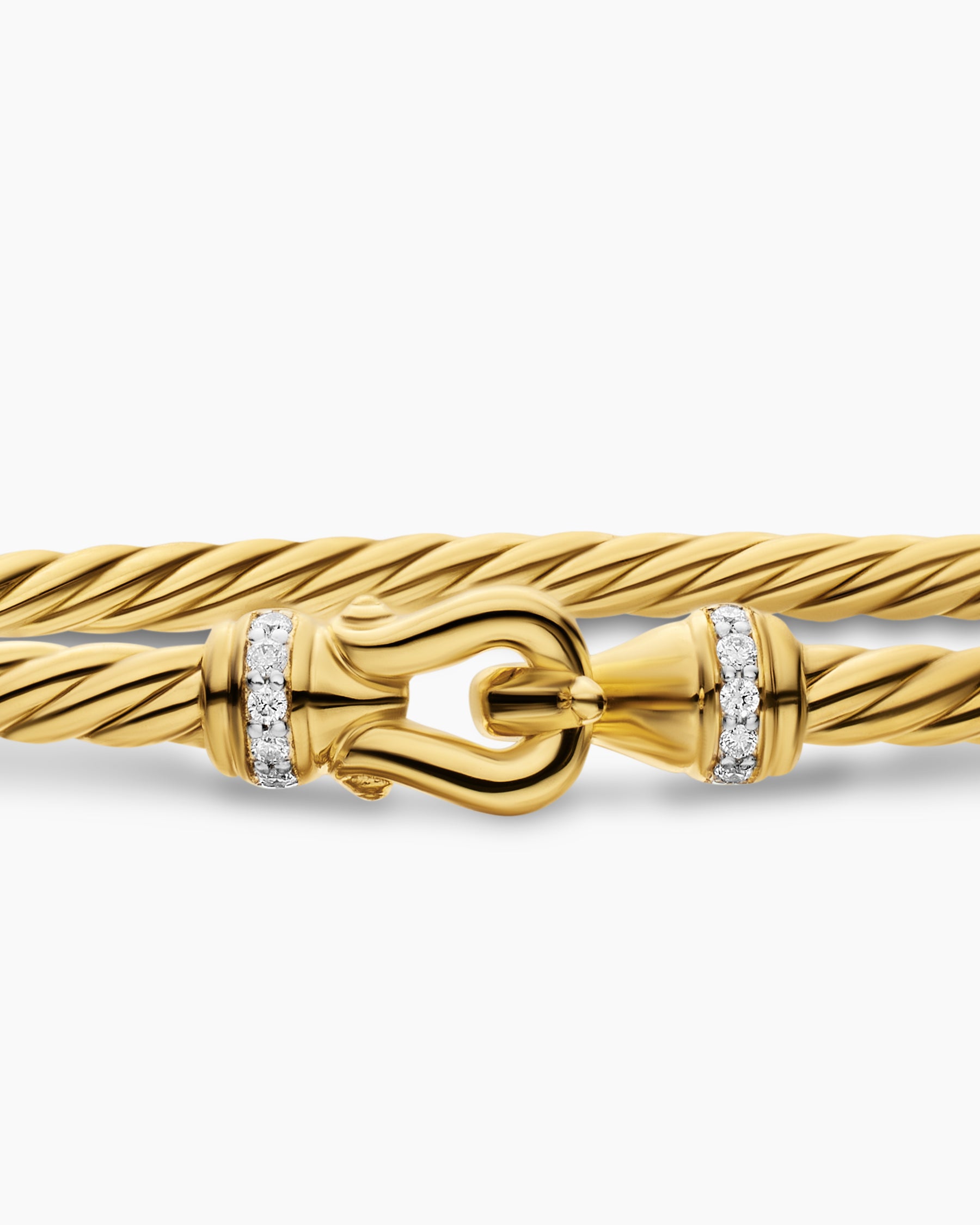 Micro Cablespira Flex Buckle Bracelet in 18K Yellow Gold with Diamonds, 2.6mm - Image 6