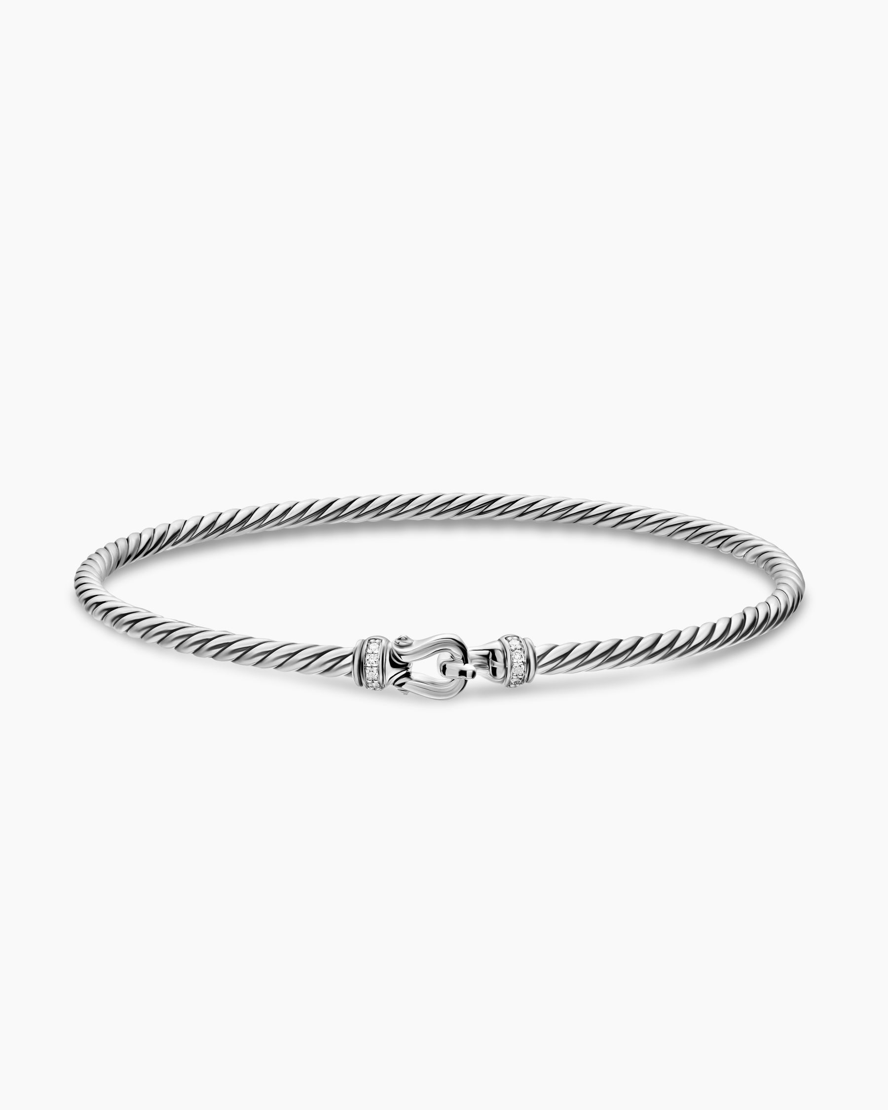 Micro Cable Flex Buckle Bracelet in Sterling Silver with Diamonds, 2.6mm - Image 4