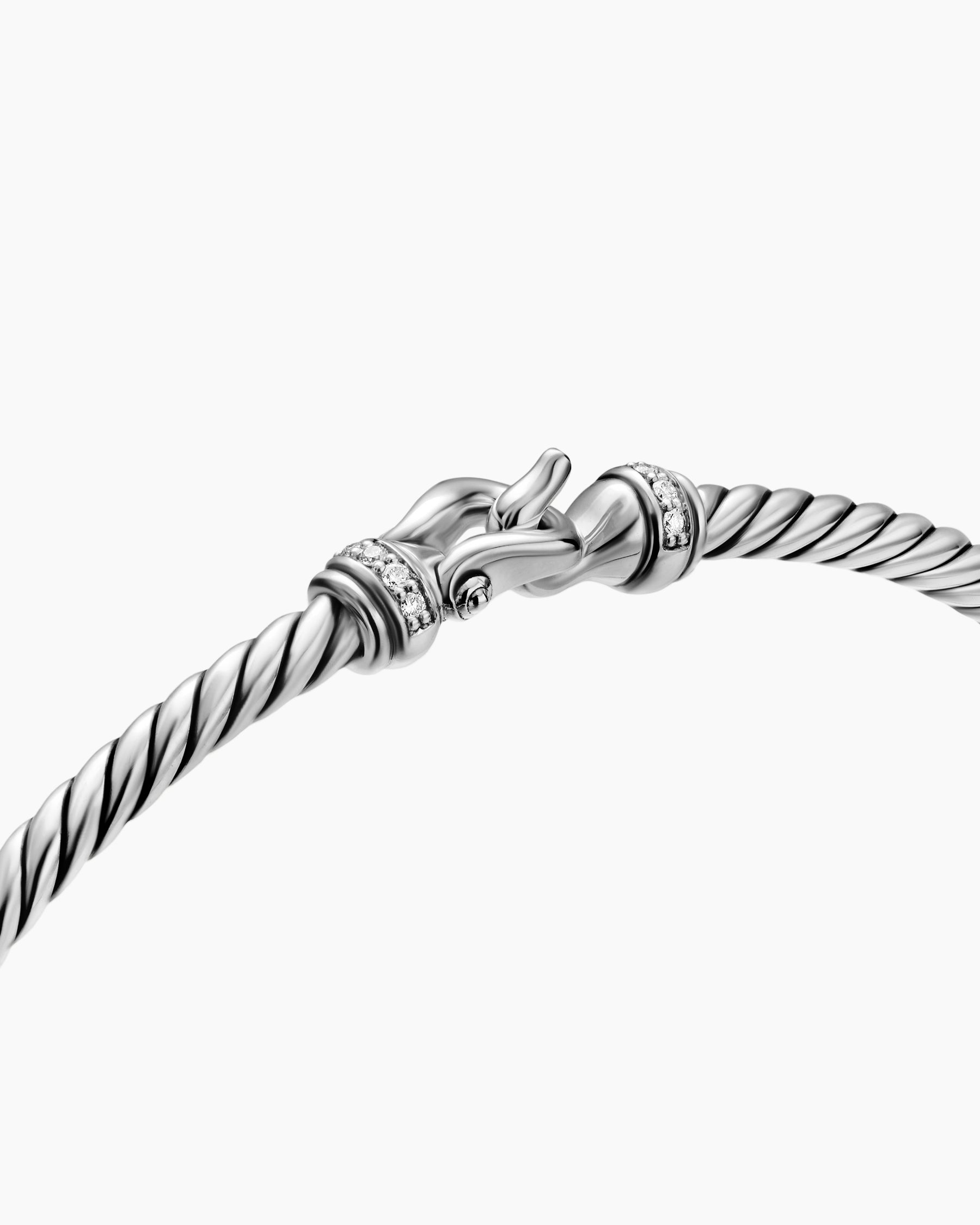 Micro Cable Flex Buckle Bracelet in Sterling Silver with Diamonds, 2.6mm - Image 5