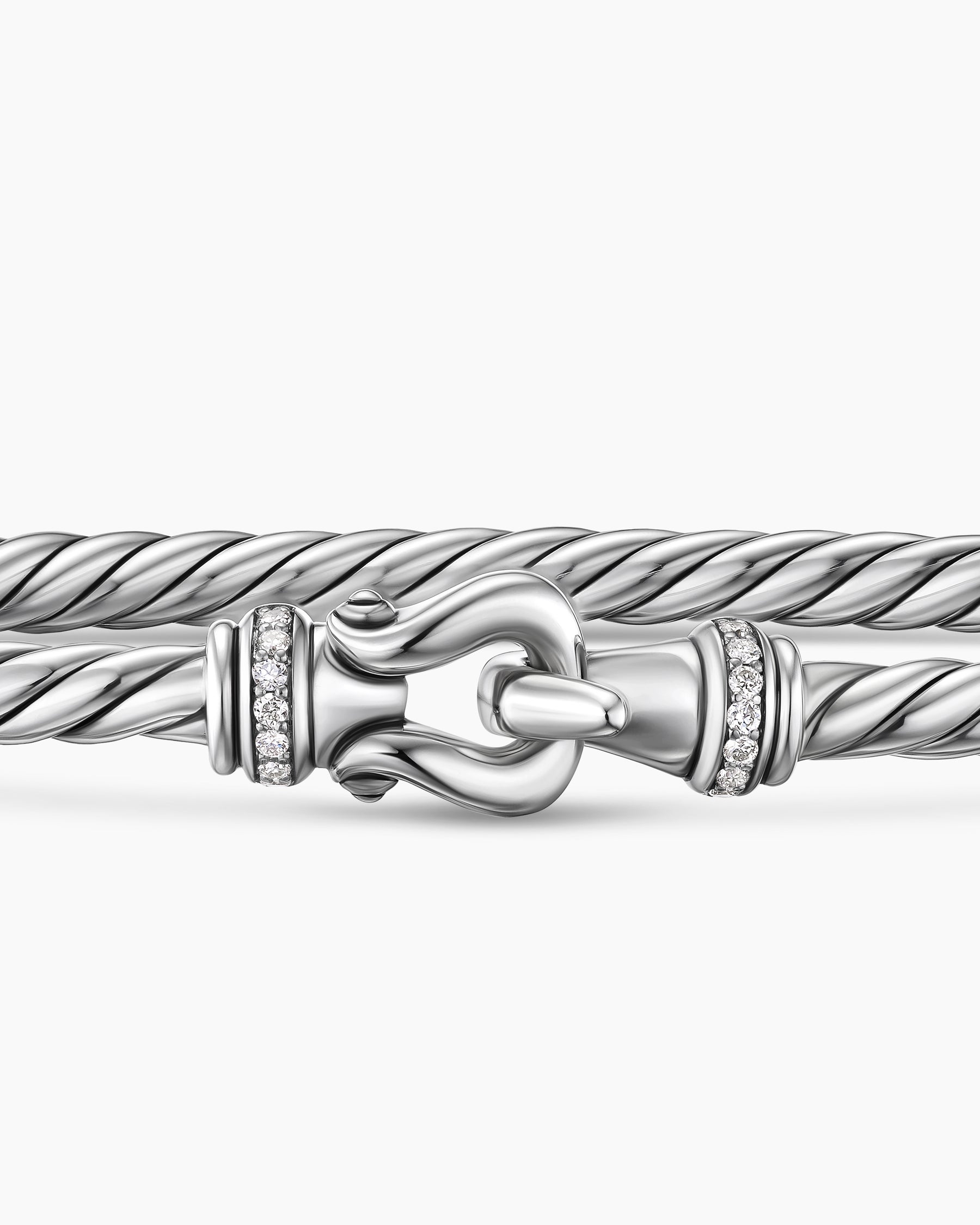 Micro Cable Flex Buckle Bracelet in Sterling Silver with Diamonds, 2.6mm - Image 6