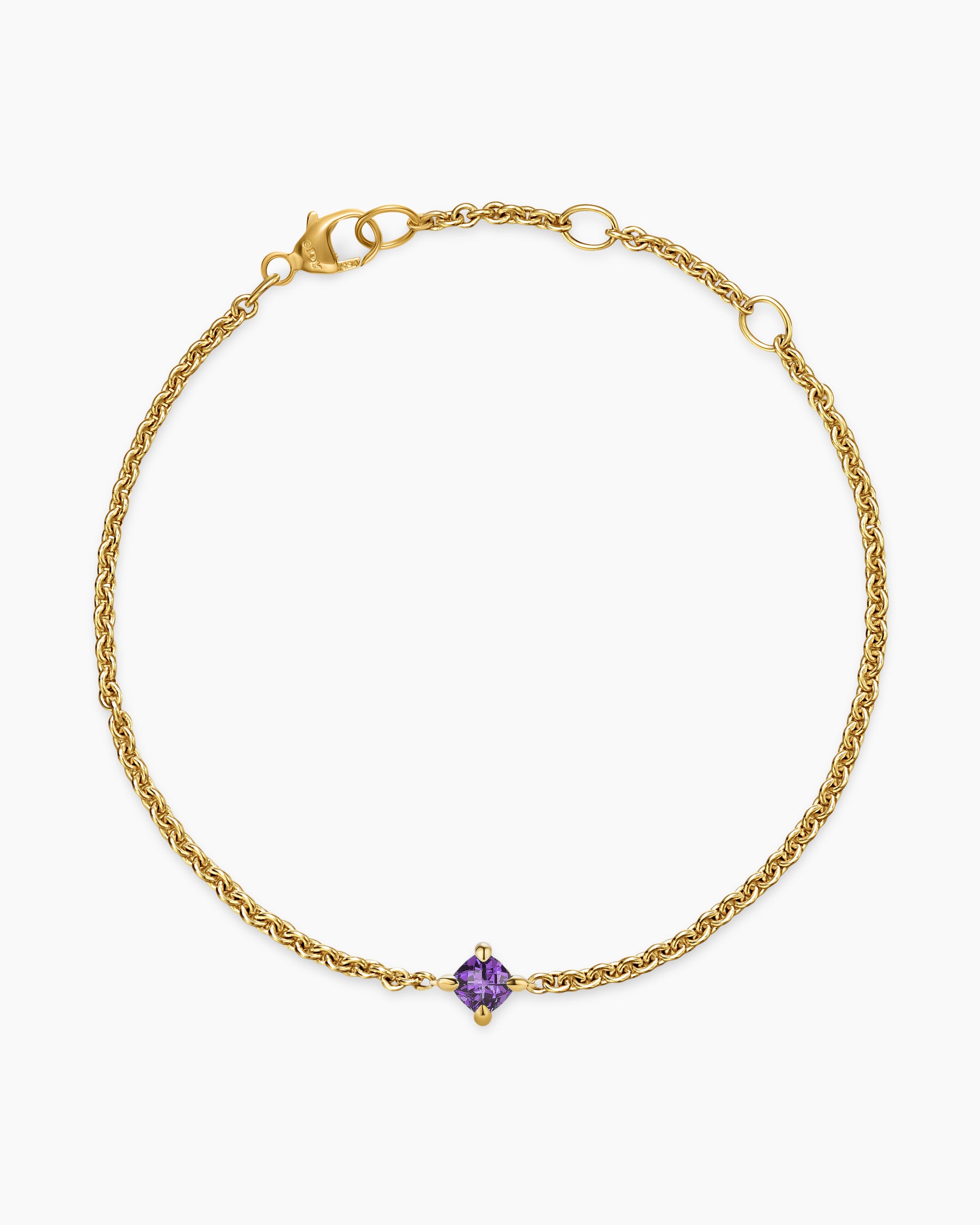 Micro Chatelaine Chain Bracelet in 18K Yellow Gold with Amethyst, 4mm - Image 3