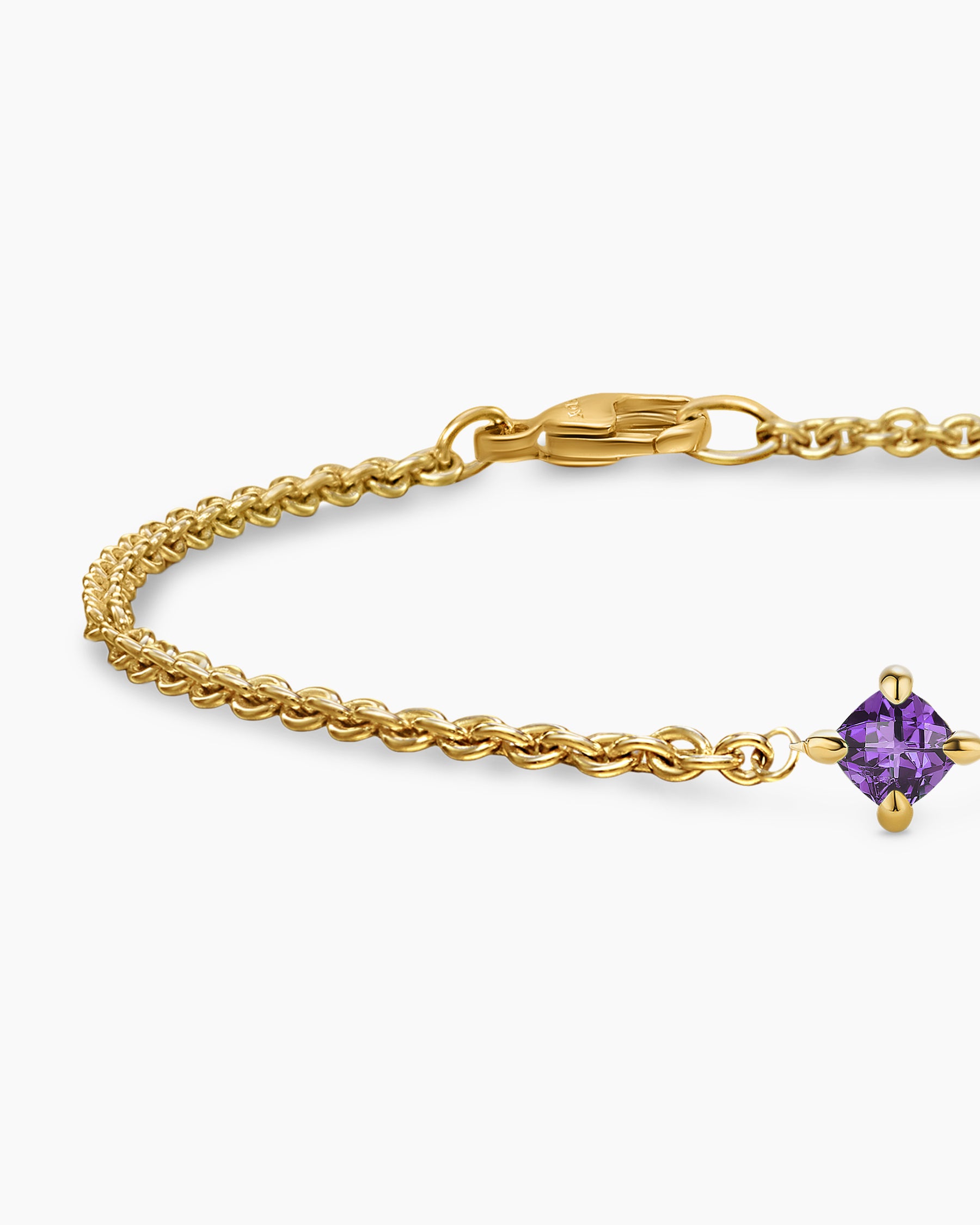 Micro Chatelaine Chain Bracelet in 18K Yellow Gold with Amethyst, 4mm - Image 5