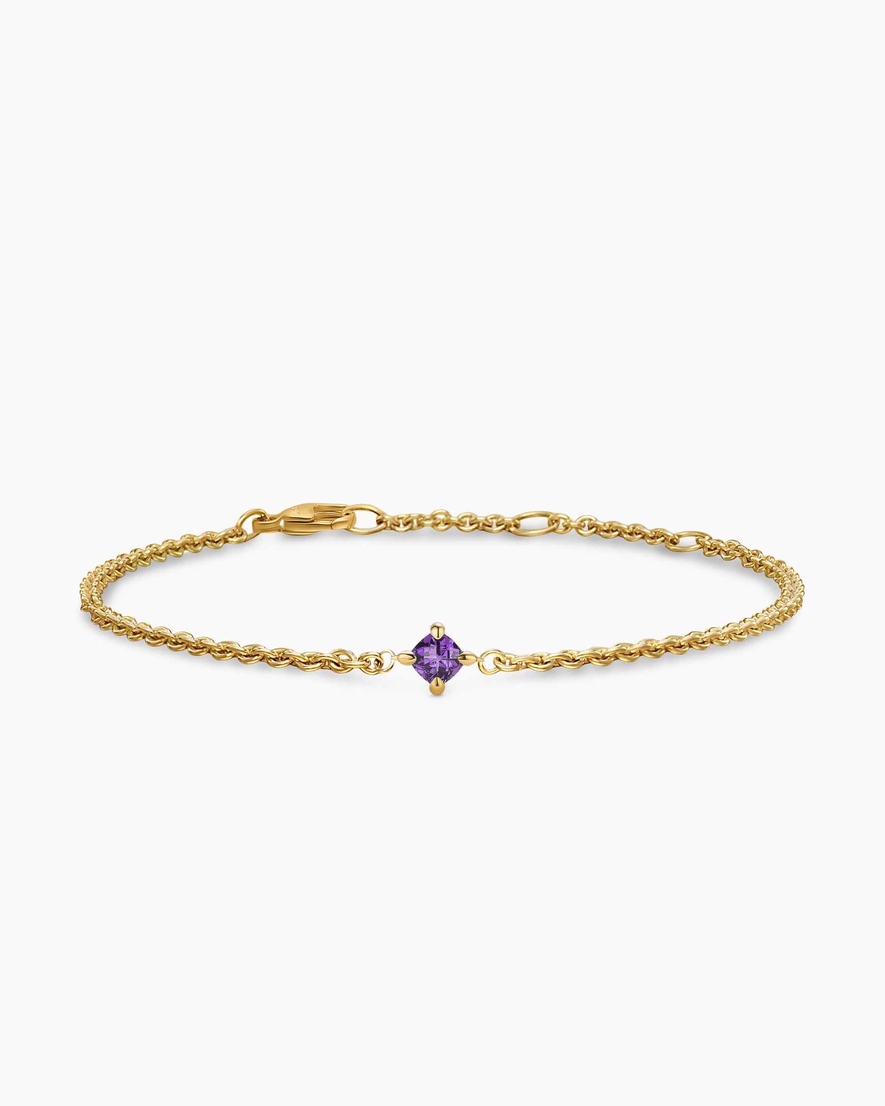 Micro Chatelaine Chain Bracelet in 18K Yellow Gold with Amethyst, 4mm