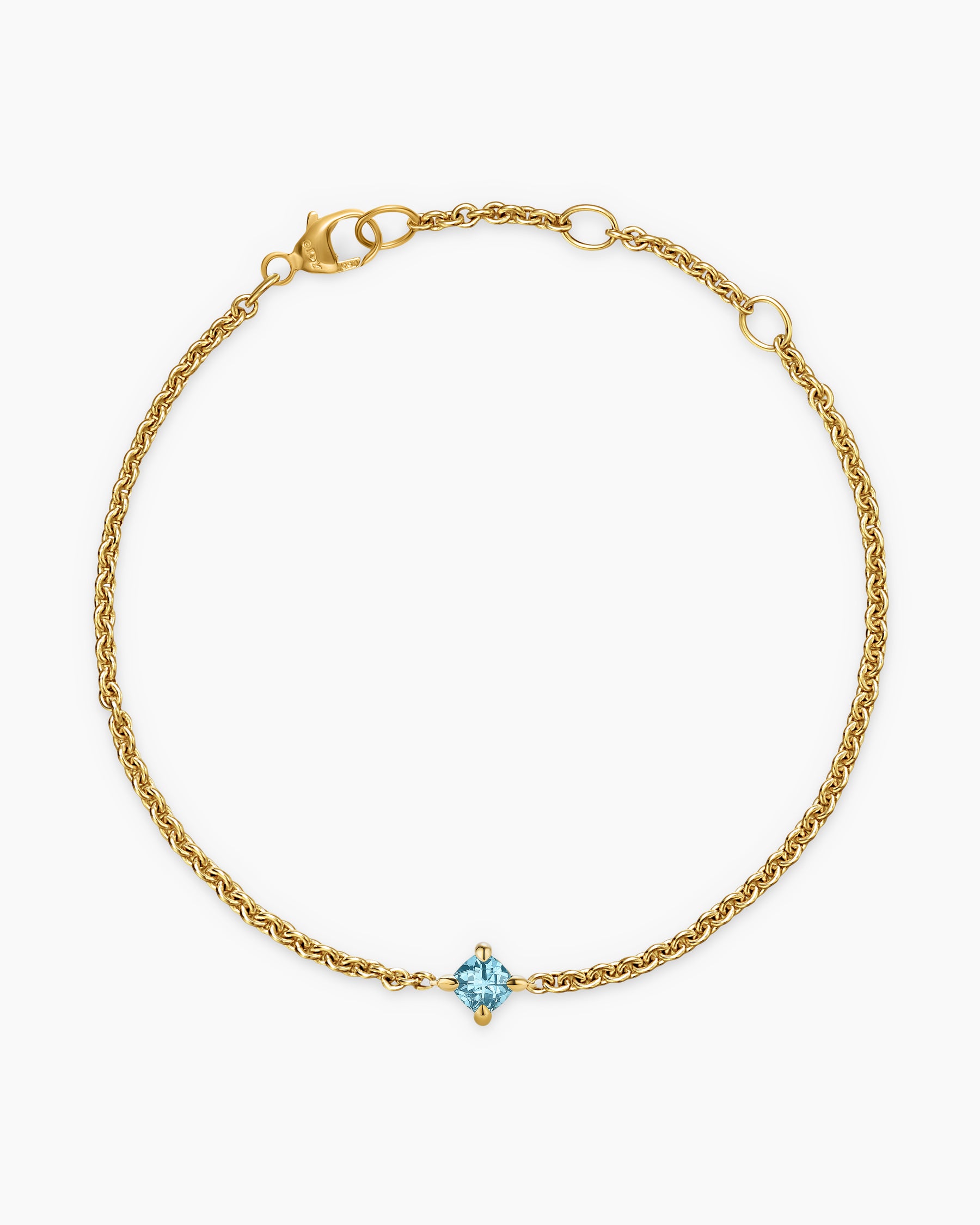 Micro Chatelaine Chain Bracelet in 18K Yellow Gold with Aquamarine, 4mm - Image 3