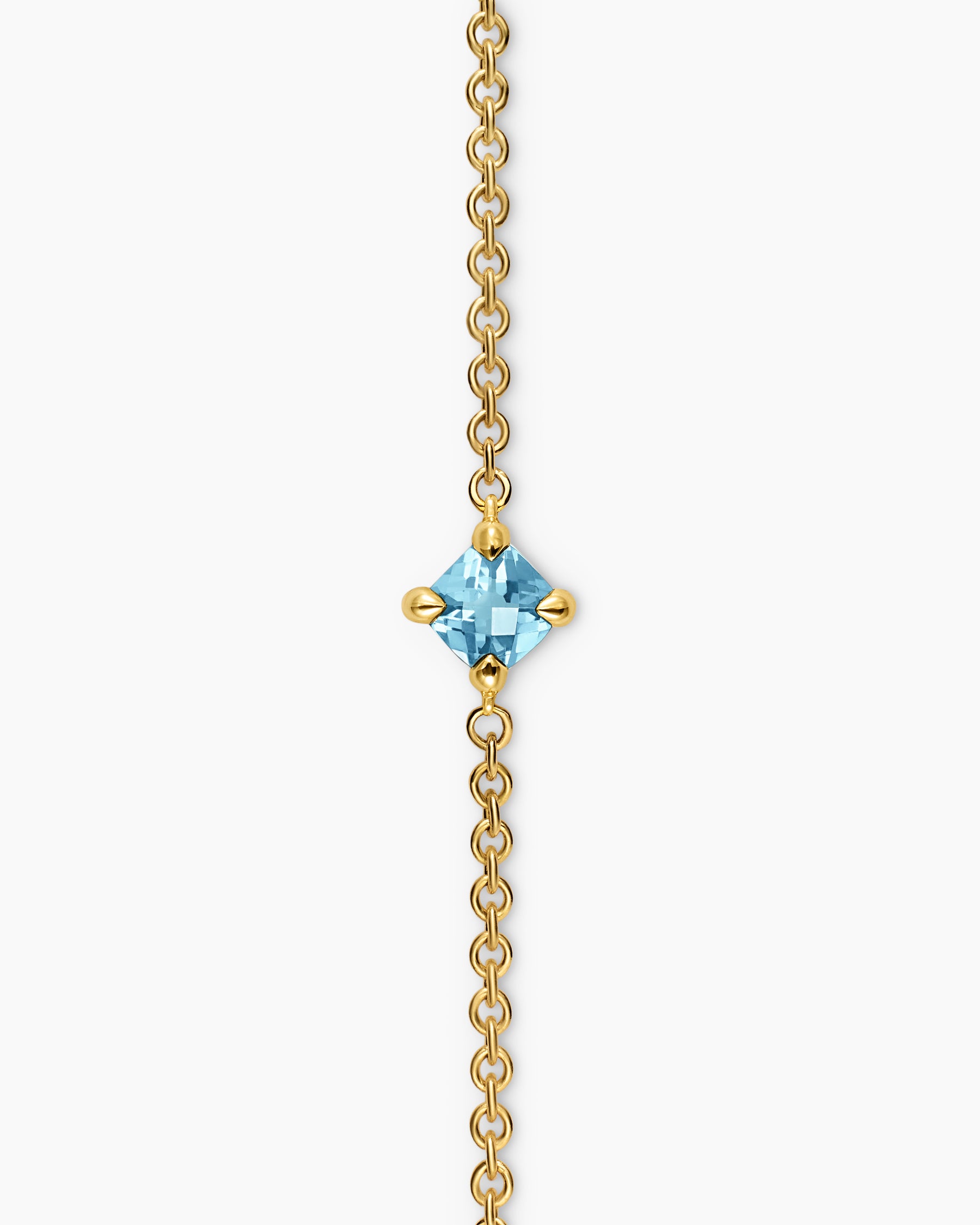 Micro Chatelaine Chain Bracelet in 18K Yellow Gold with Aquamarine, 4mm - Image 4