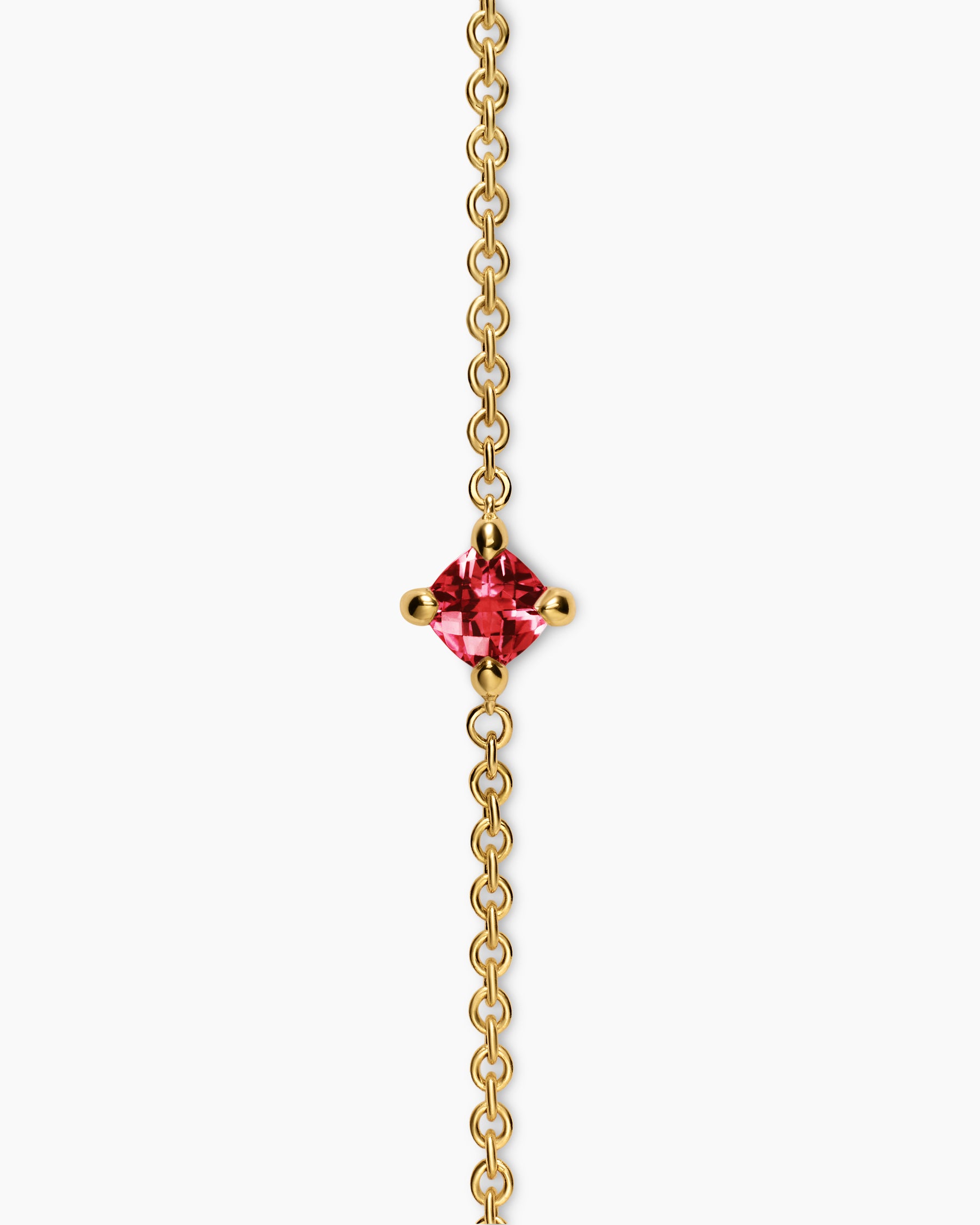 Micro Chatelaine Chain Bracelet in 18K Yellow Gold with Garnet, 4mm - Image 4