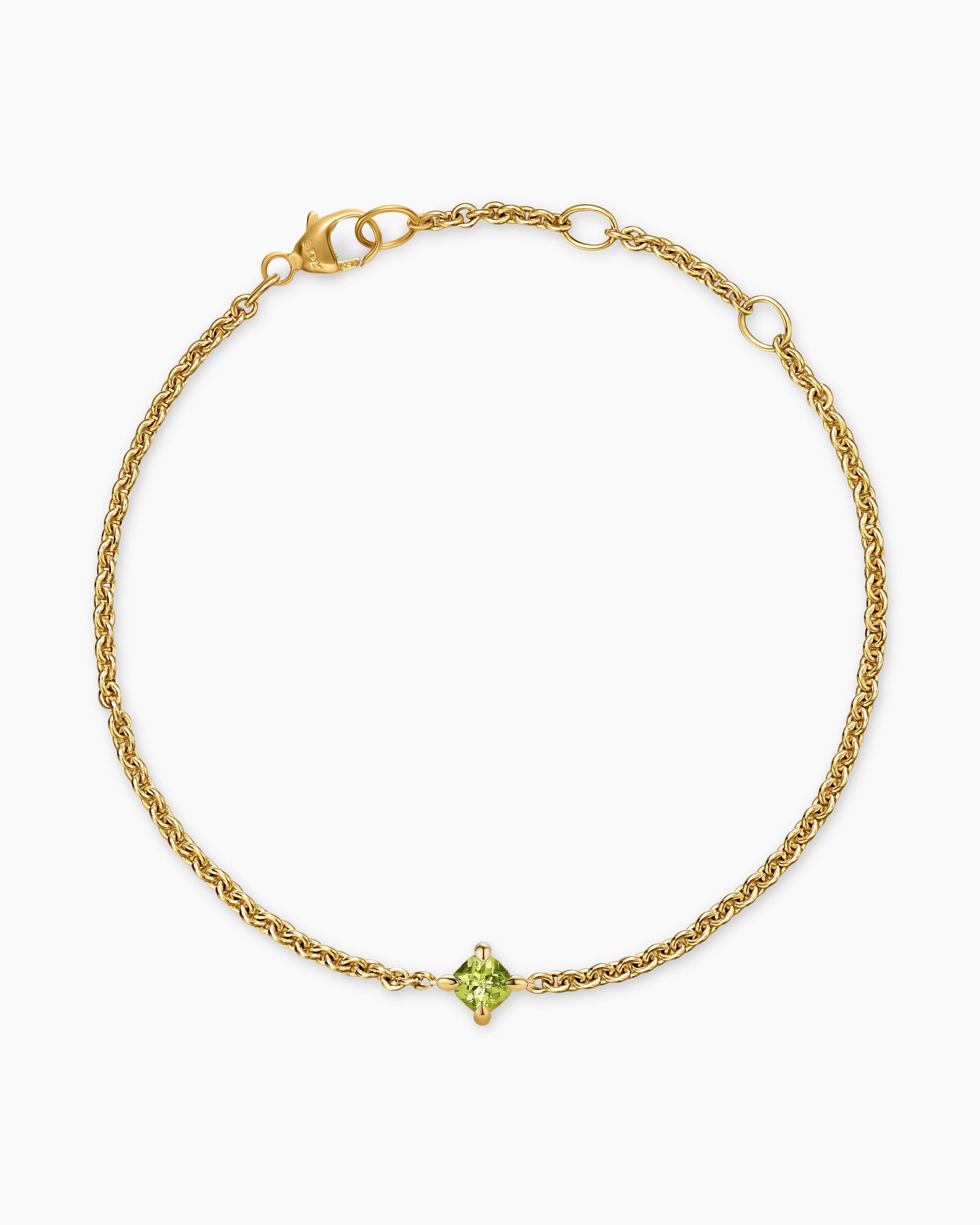 Micro Chatelaine Chain Bracelet in 18K Yellow Gold with Peridot, 4mm - Image 3