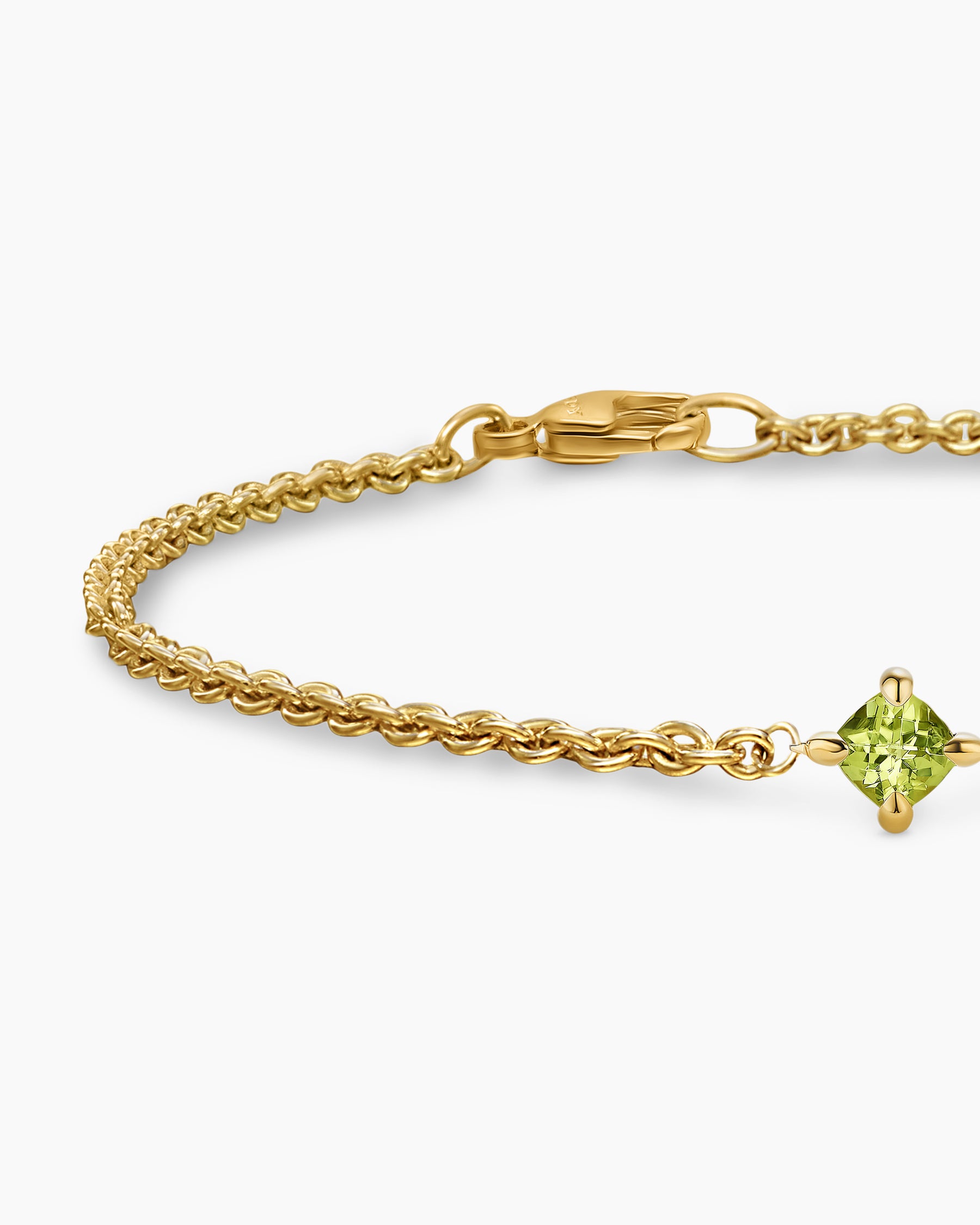 Micro Chatelaine Chain Bracelet in 18K Yellow Gold with Peridot, 4mm - Image 5