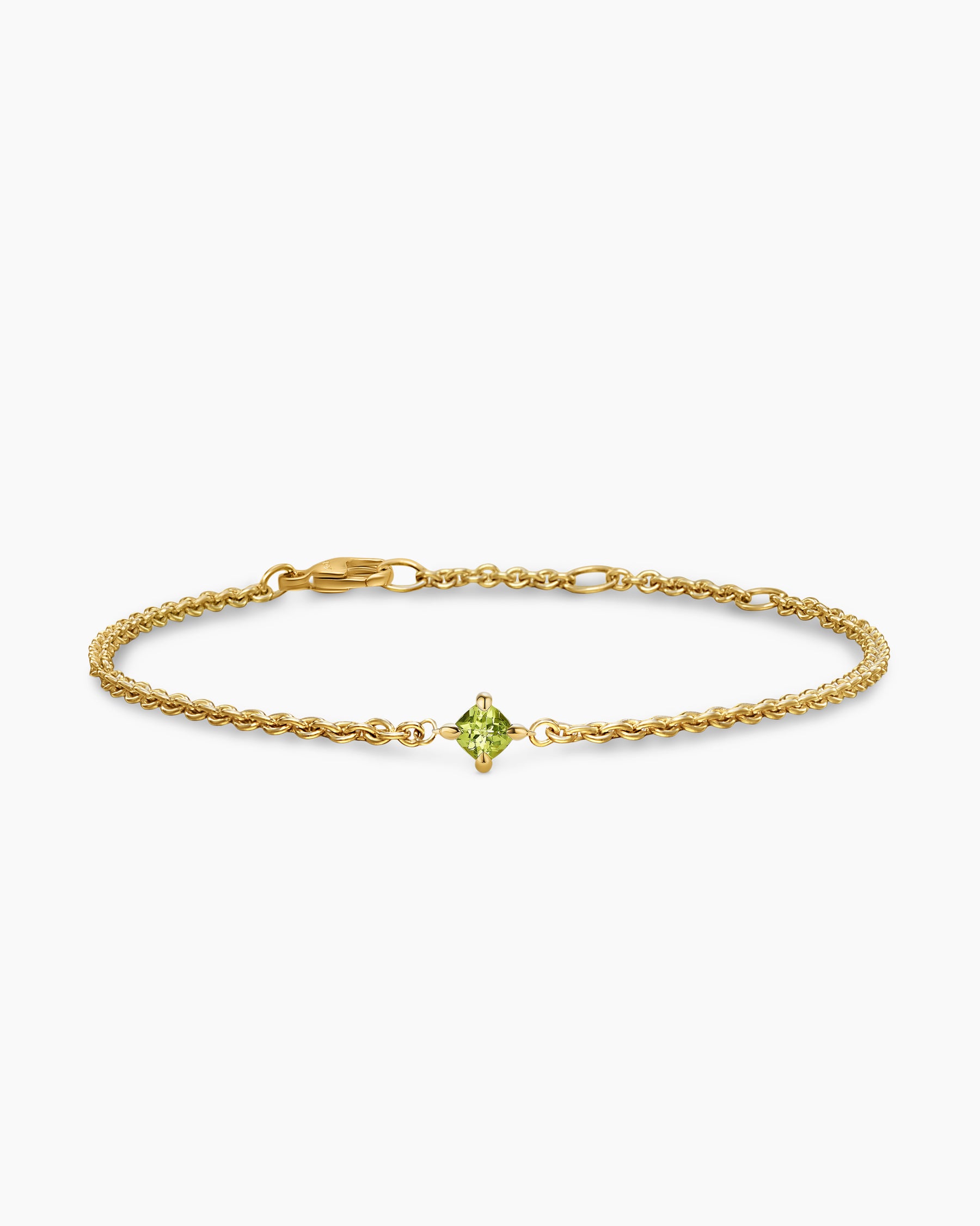 Micro Chatelaine Chain Bracelet in 18K Yellow Gold with Peridot, 4mm