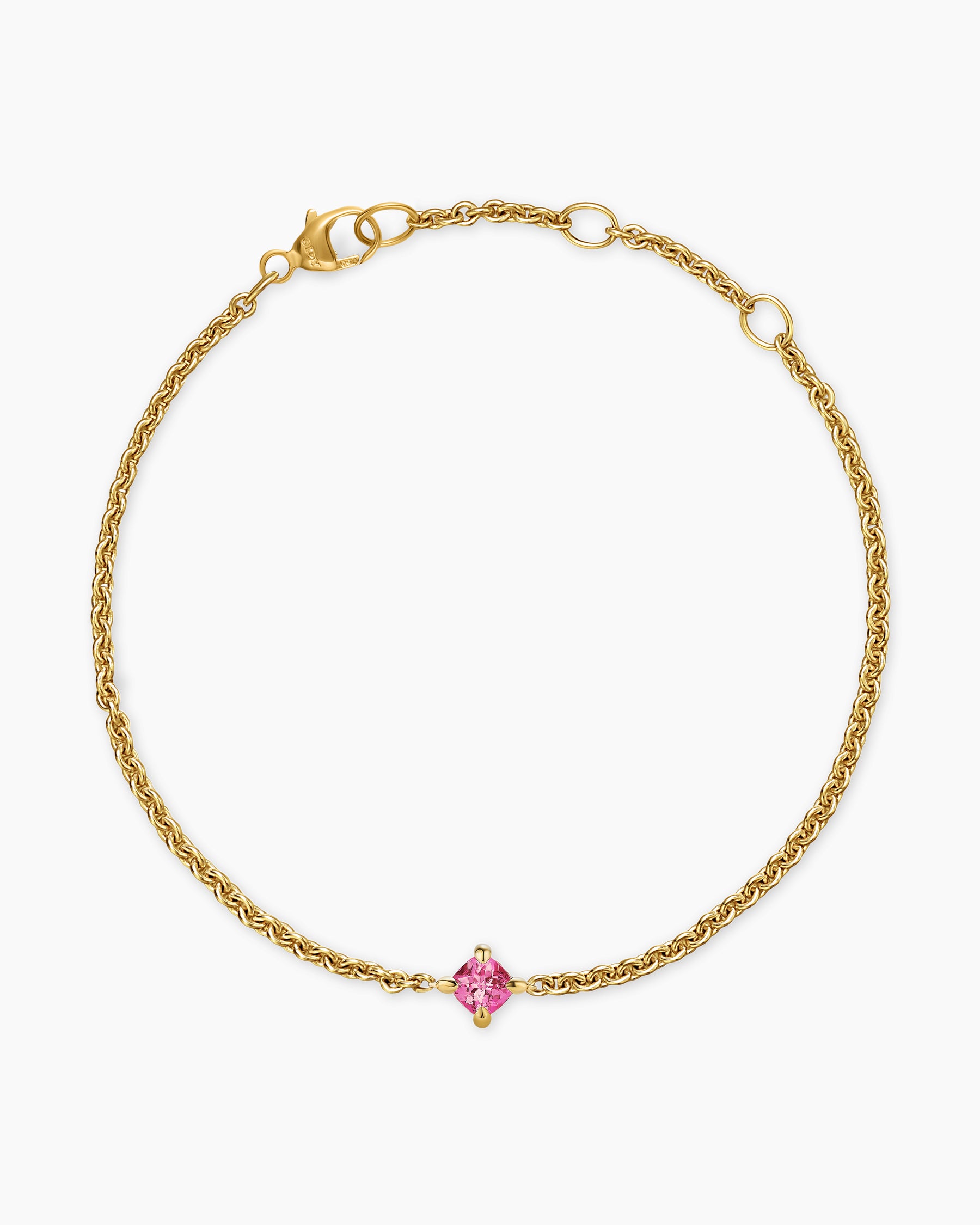 Micro Chatelaine Chain Bracelet in 18K Yellow Gold with Pink Tourmaline, 4mm - Image 3