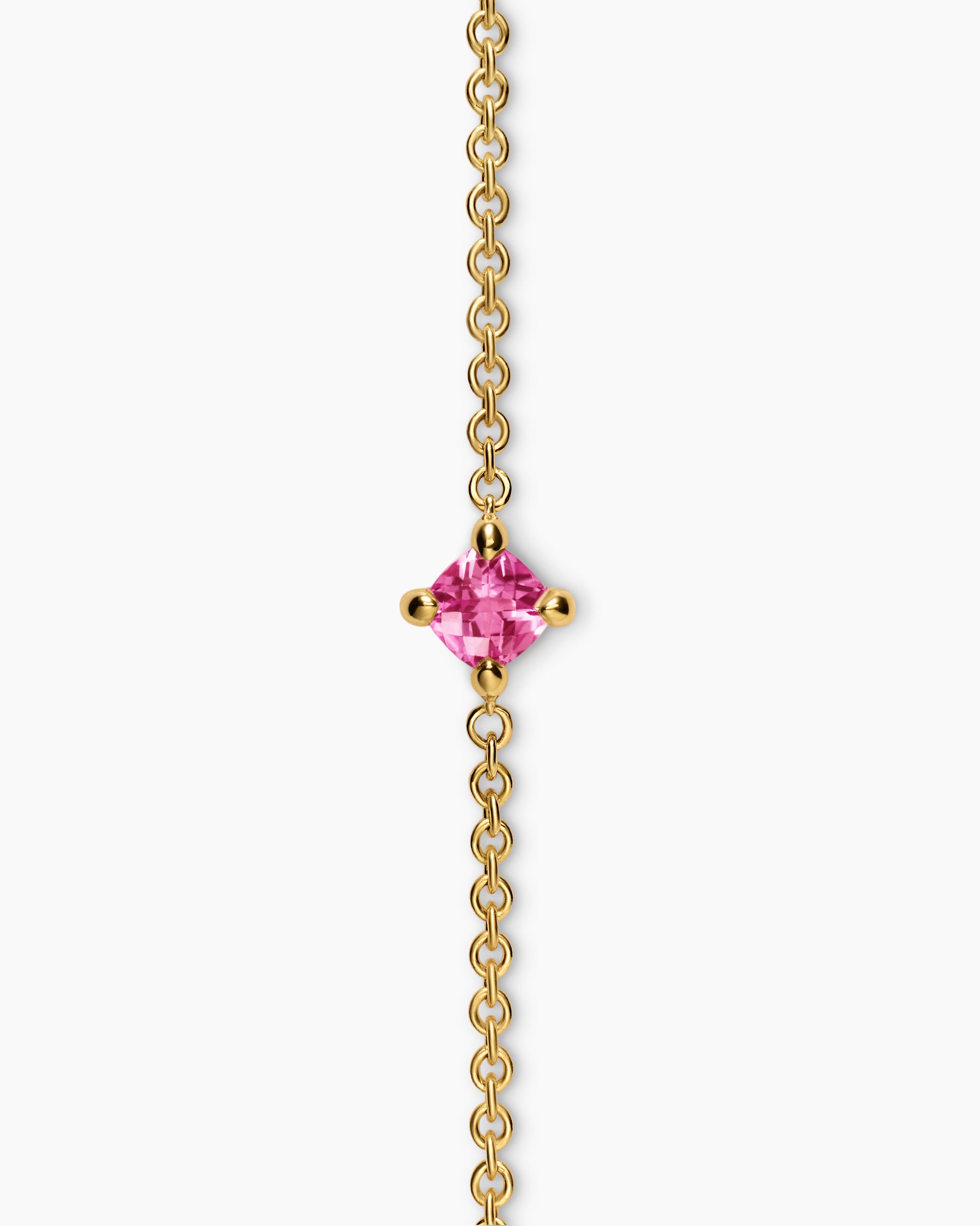Micro Chatelaine Chain Bracelet in 18K Yellow Gold with Pink Tourmaline, 4mm - Image 4