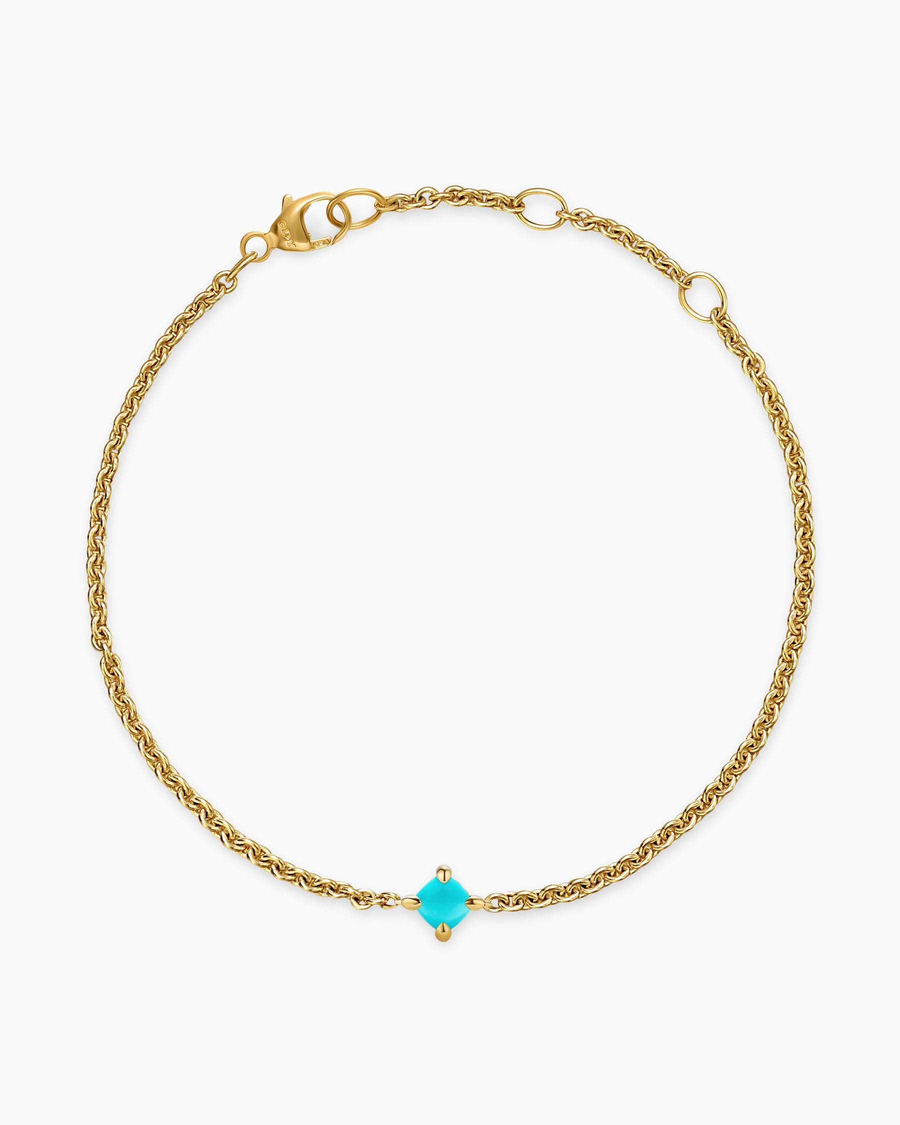 Micro Chatelaine Chain Bracelet in 18K Yellow Gold with Turquoise, 4mm - Image 3