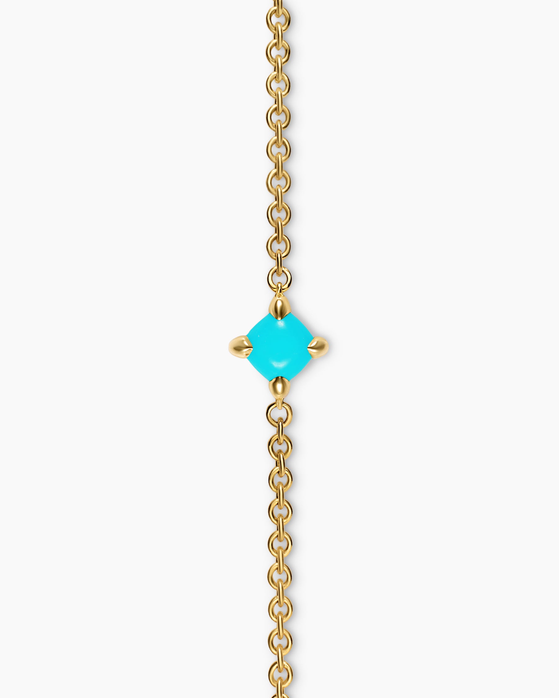 Micro Chatelaine Chain Bracelet in 18K Yellow Gold with Turquoise, 4mm - Image 4