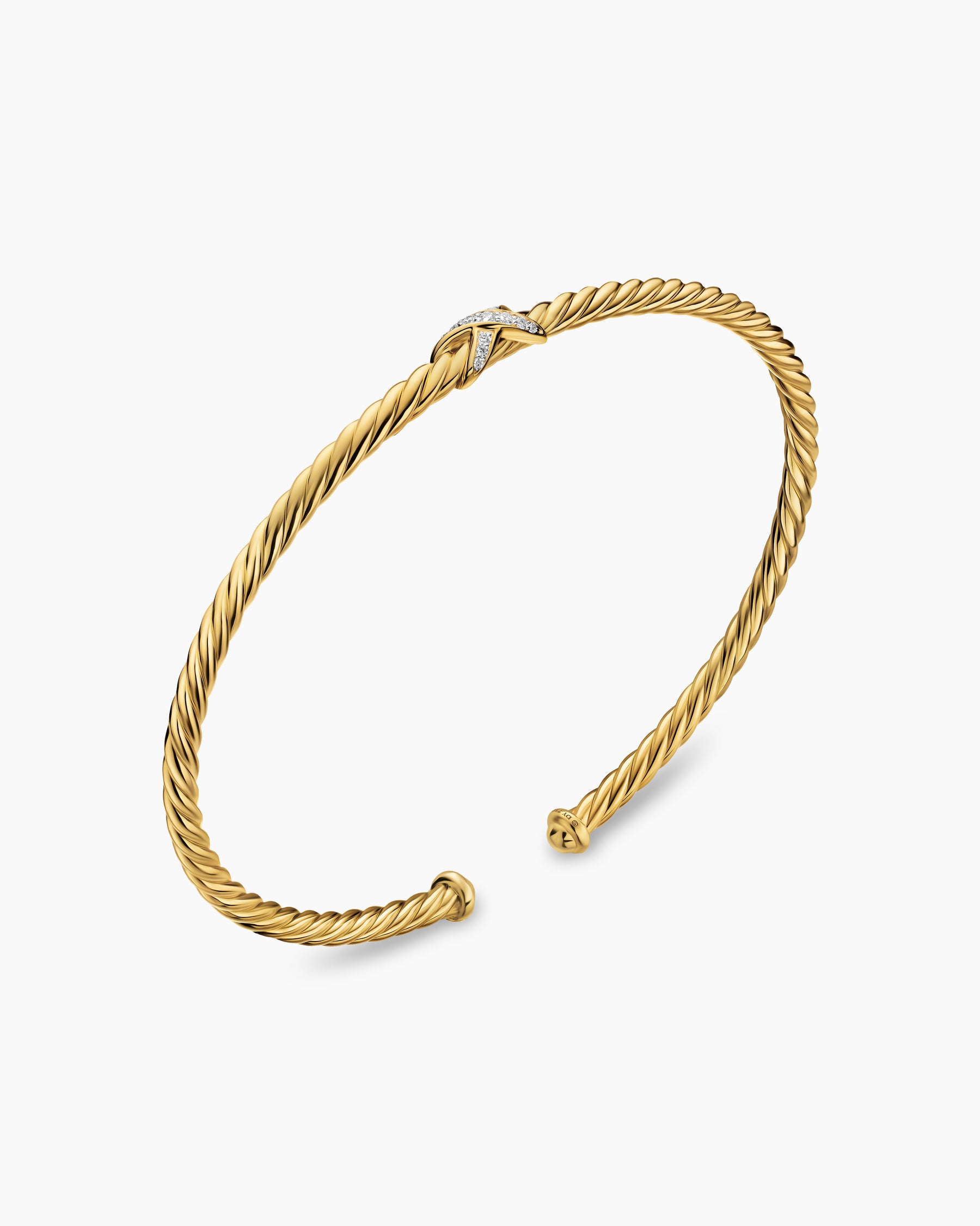 Alternative view of Micro Cablespira Flex X Bracelet in 18K Yellow Gold with Diamonds, 2.6mm