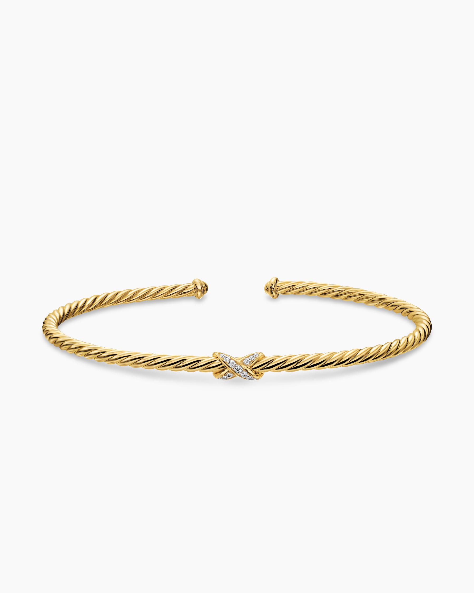 Micro Cablespira Flex X Bracelet in 18K Yellow Gold with Diamonds, 2.6mm - Image 3