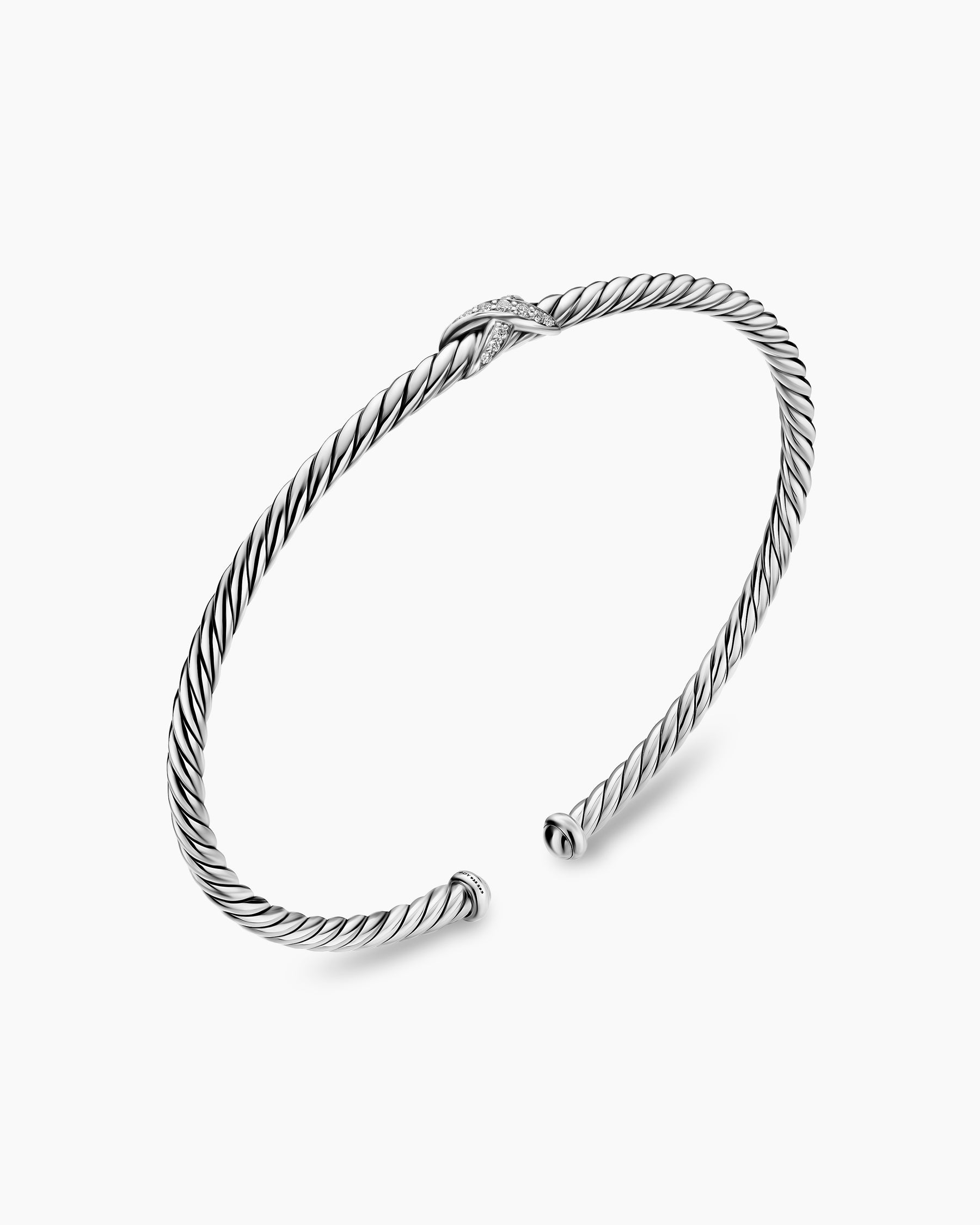 Micro Cable Flex X Bracelet in Sterling Silver with Diamonds, 2.6mm - Image 3