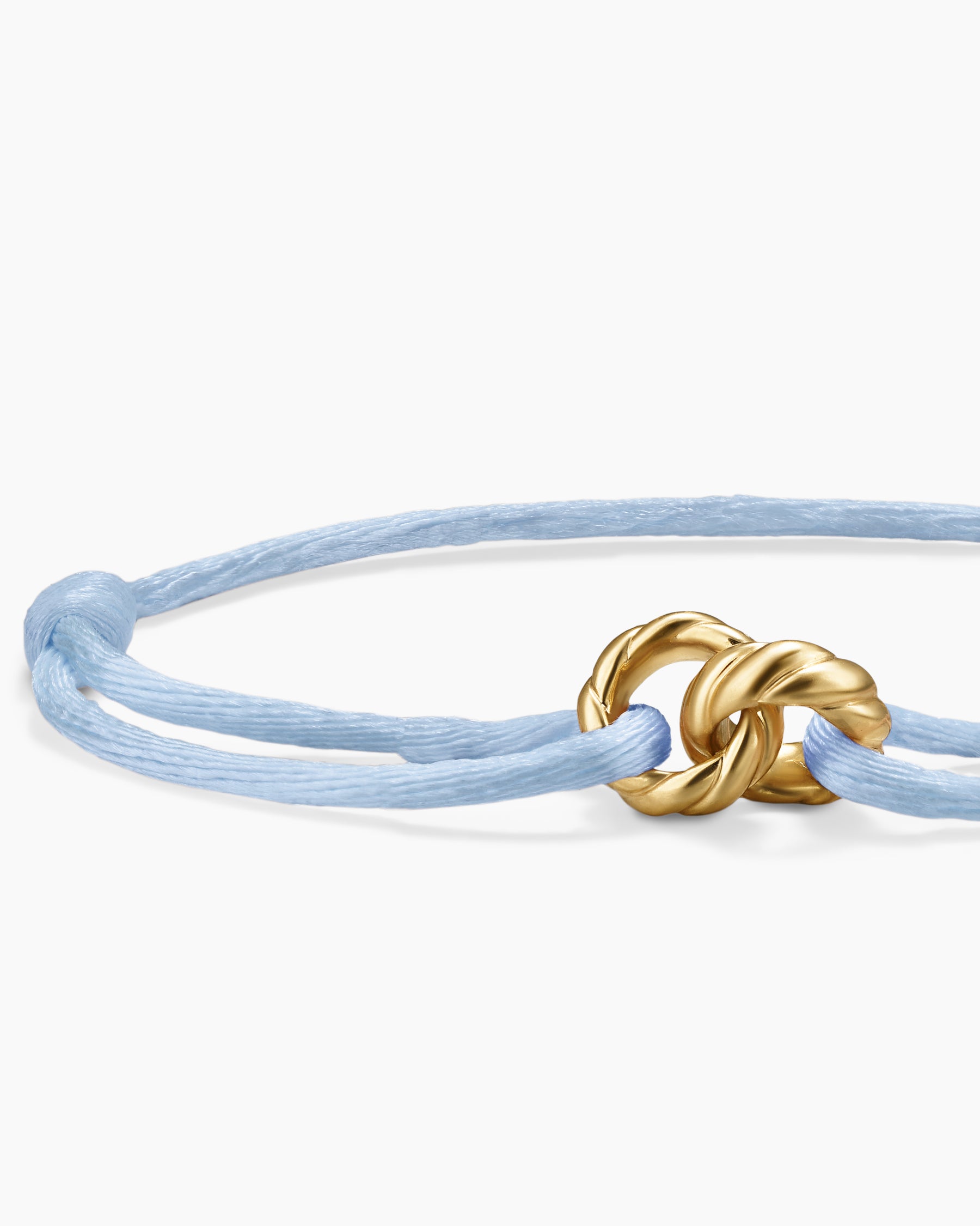 Sculpted Cable Linked Cord Bracelet in Baby Blue Nylon with 18K Yellow Gold, 8.7mm - Image 5