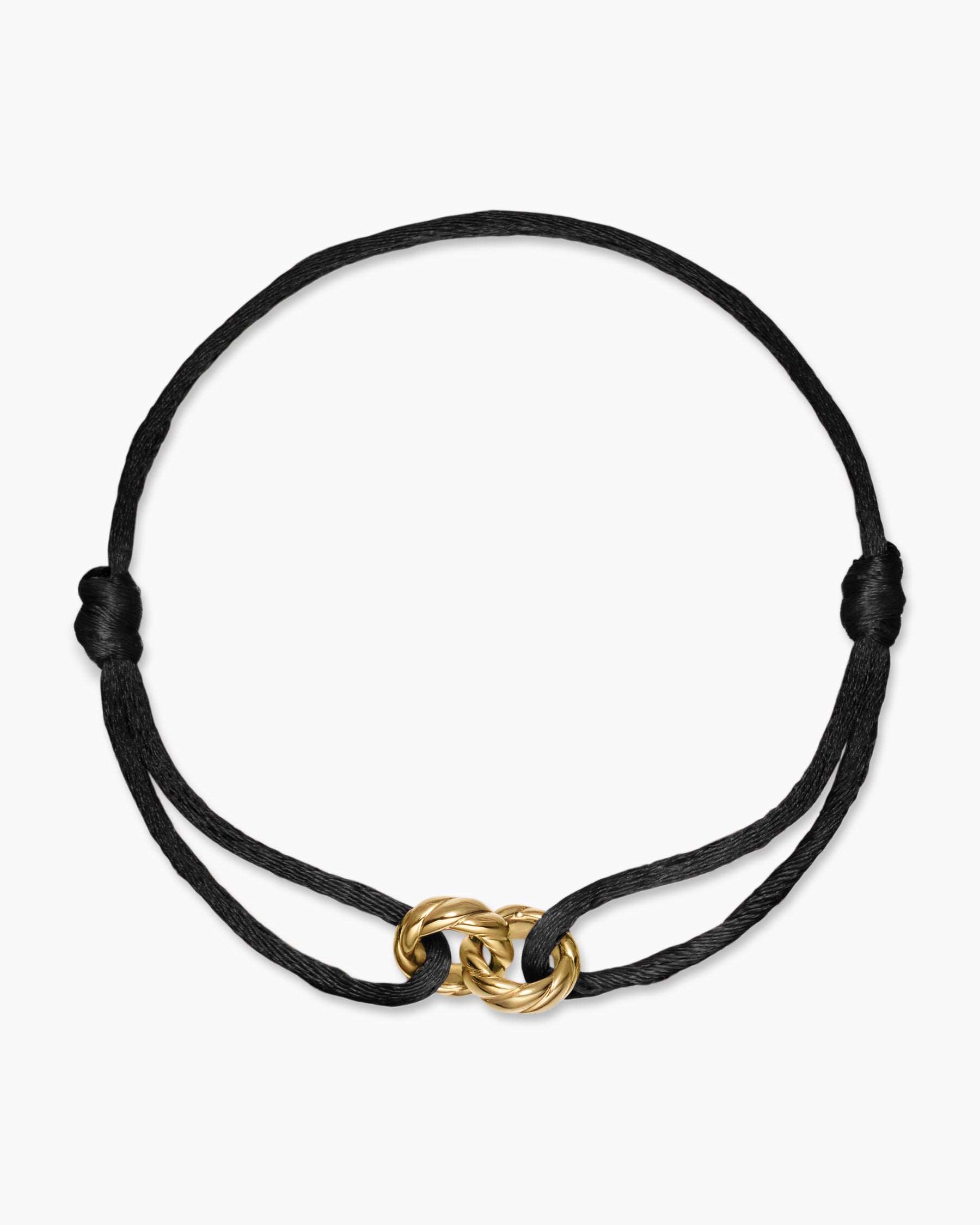 Sculpted Cable Linked Cord Bracelet in Black Nylon with 18K Yellow Gold, 8.7mm - Image 3